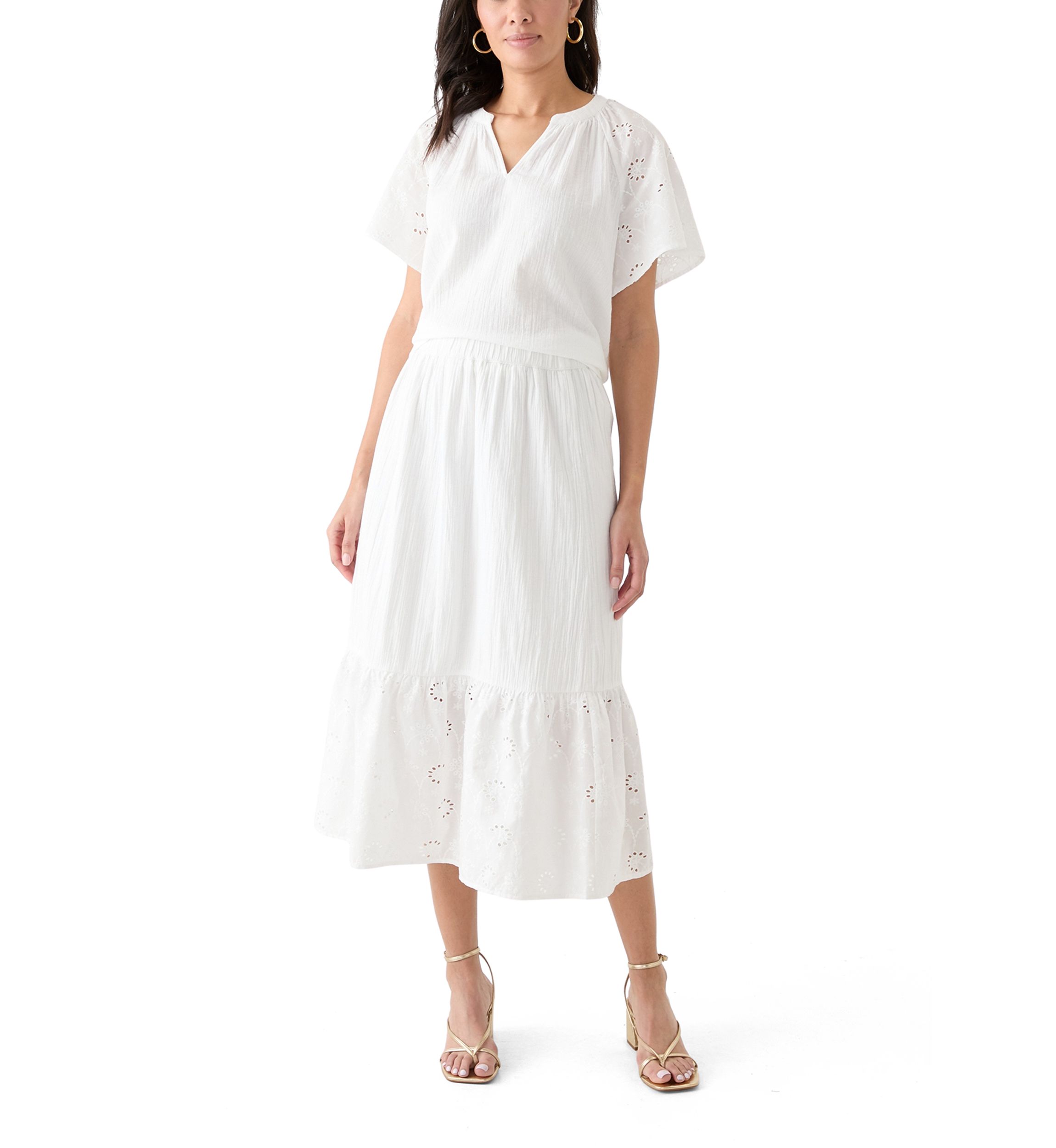 Womens Split Neck Flutter Sleeve Top