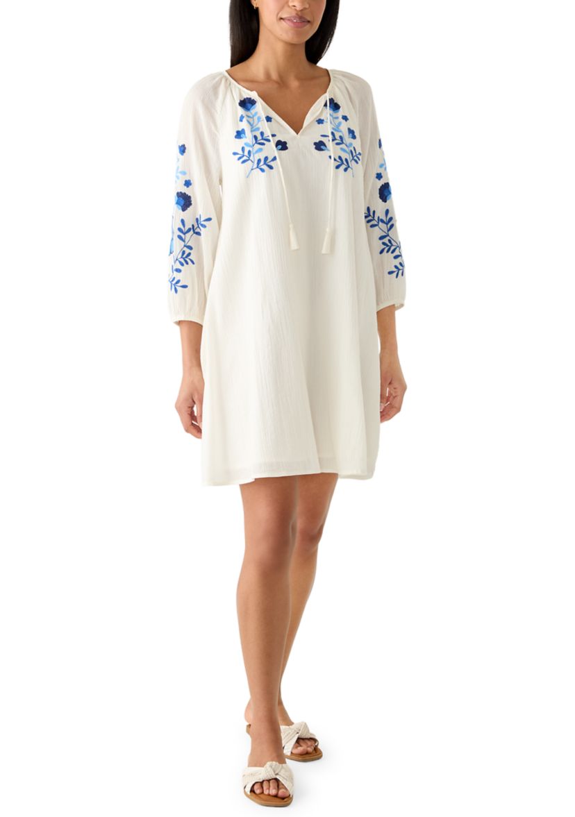 knee length dresses for ladies Queen Peony Placee Long Sleeve Swing Dress