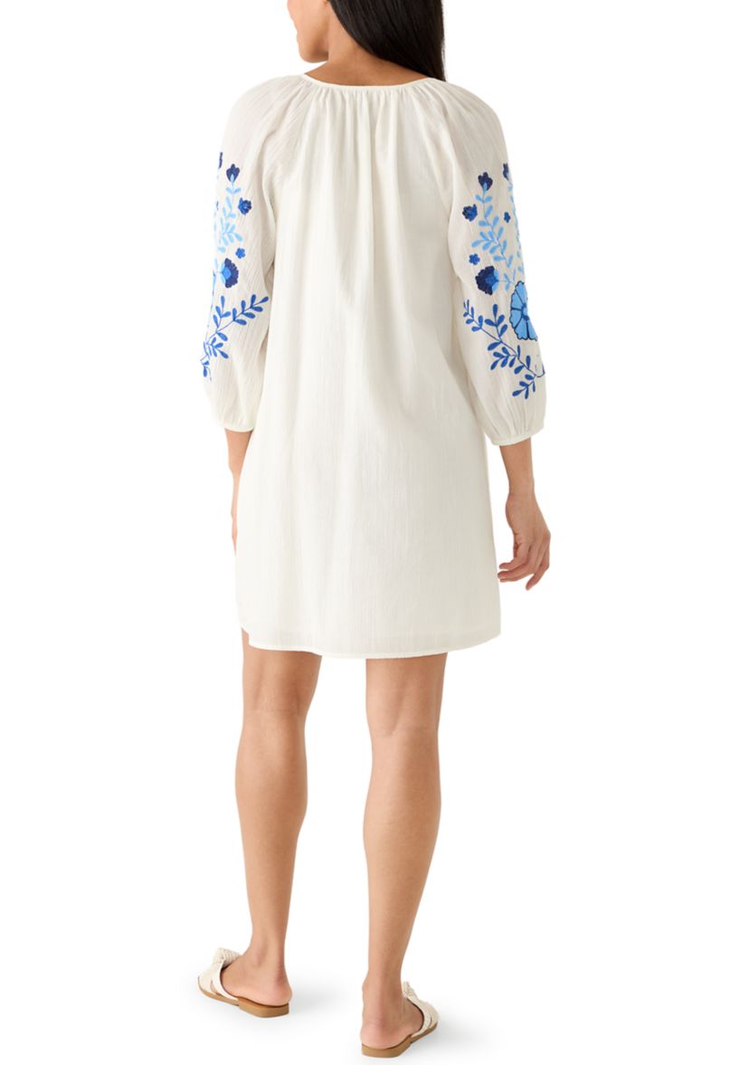 white long sleeve swing dress Women's Cotton Linen Pleated Long A-line Swing Dress with Pockets, White,  Small