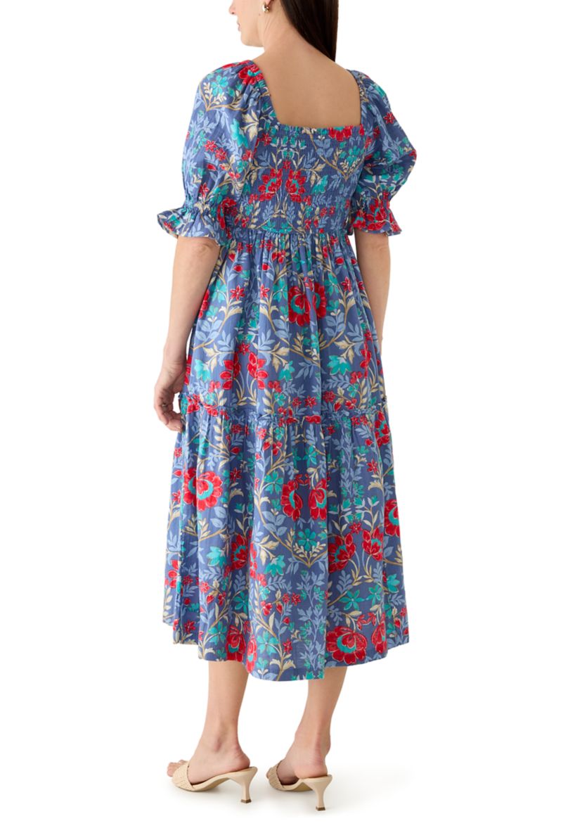 long gauze dress Hunter 100% Cotton Gauze Midi Dress in Thyme/Sage Foliage