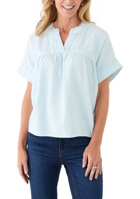 Wonderly Women's Short Sleeve Gauze Swing Top, XL