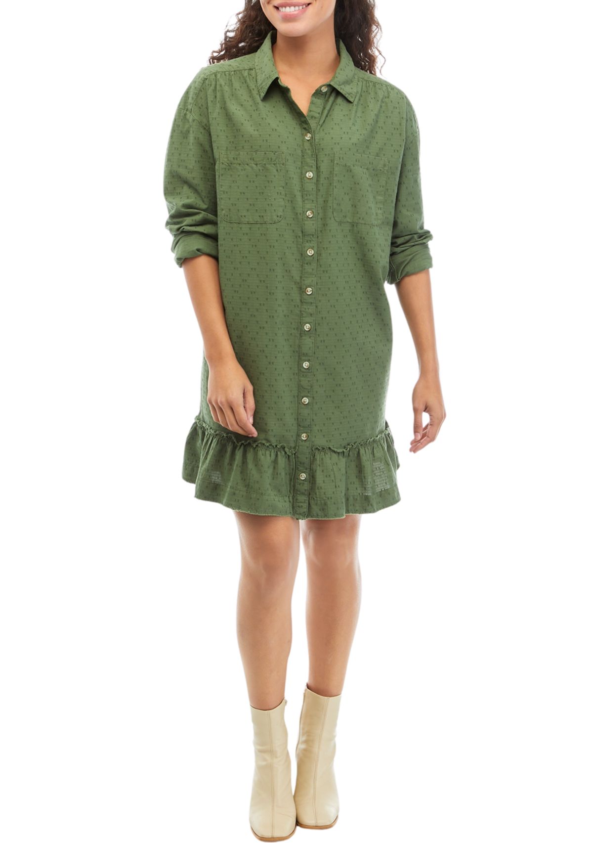 Petite Ruffle Hem Shirtdress