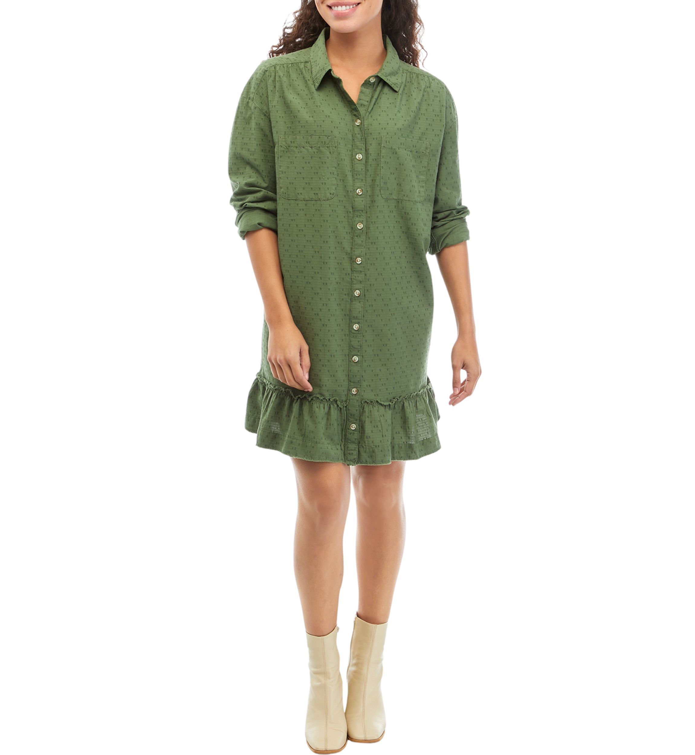 Petite Ruffle Hem Shirtdress