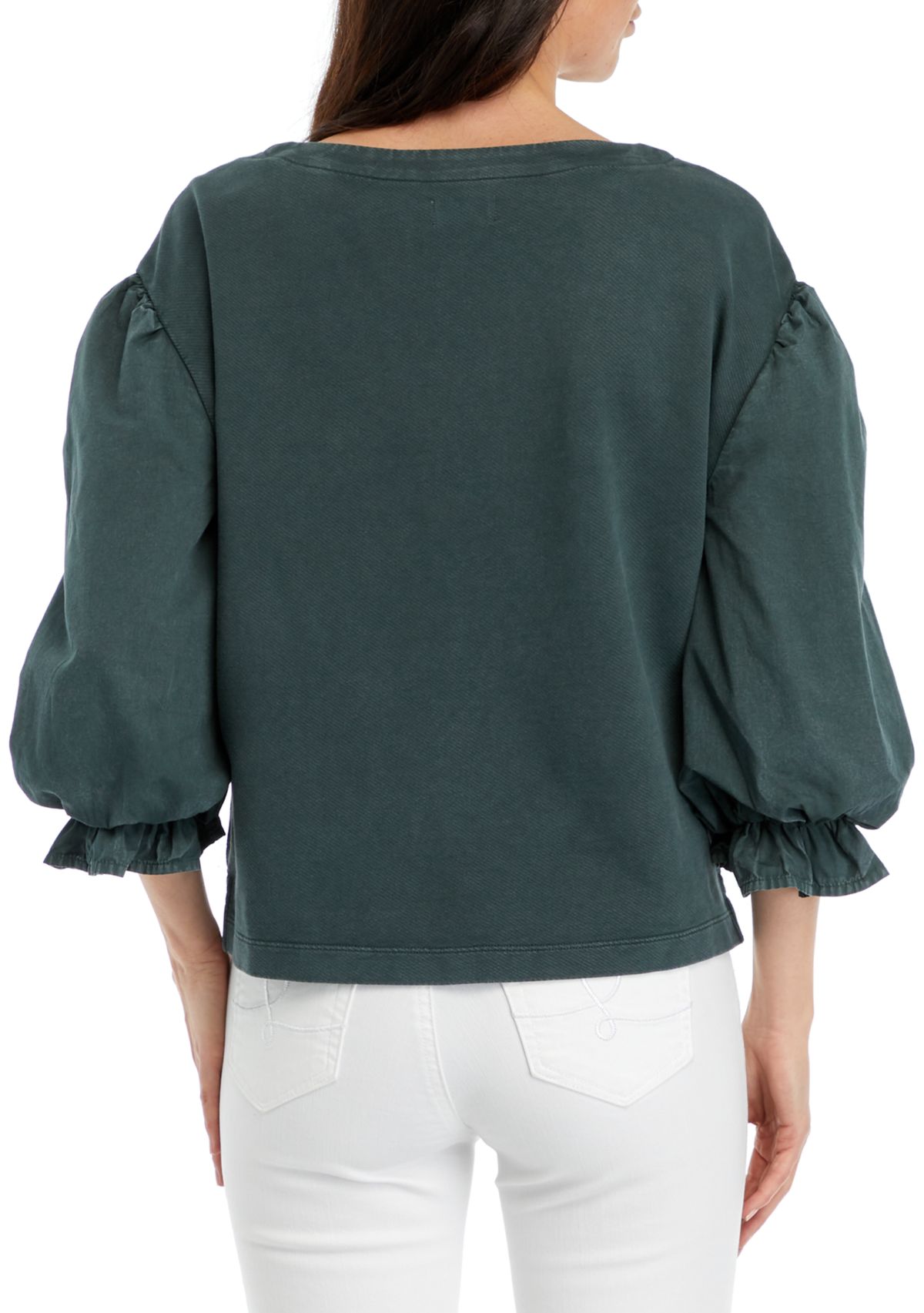 Petite Knit Woven Mix Pullover Top