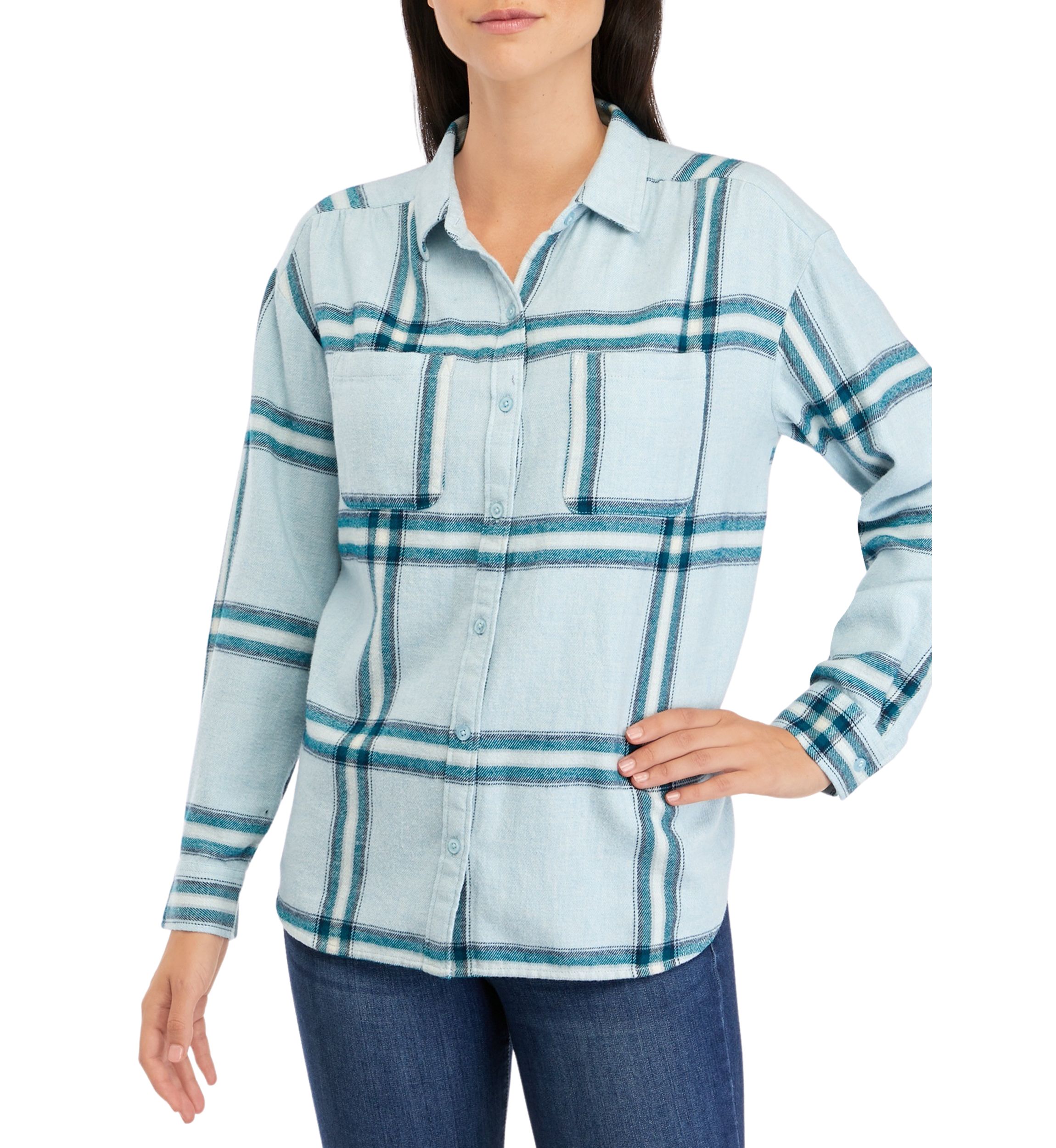 Petite Long Sleeve Yarn Dyed Boyfriend Shirt