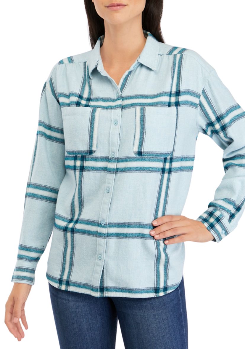Petite Long Sleeve Yarn Dyed Boyfriend Shirt