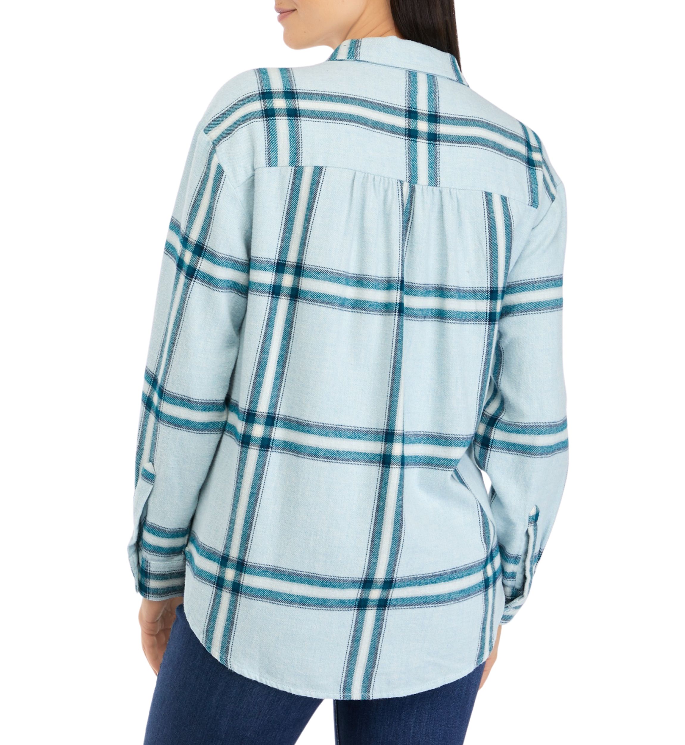 Petite Long Sleeve Yarn Dyed Boyfriend Shirt