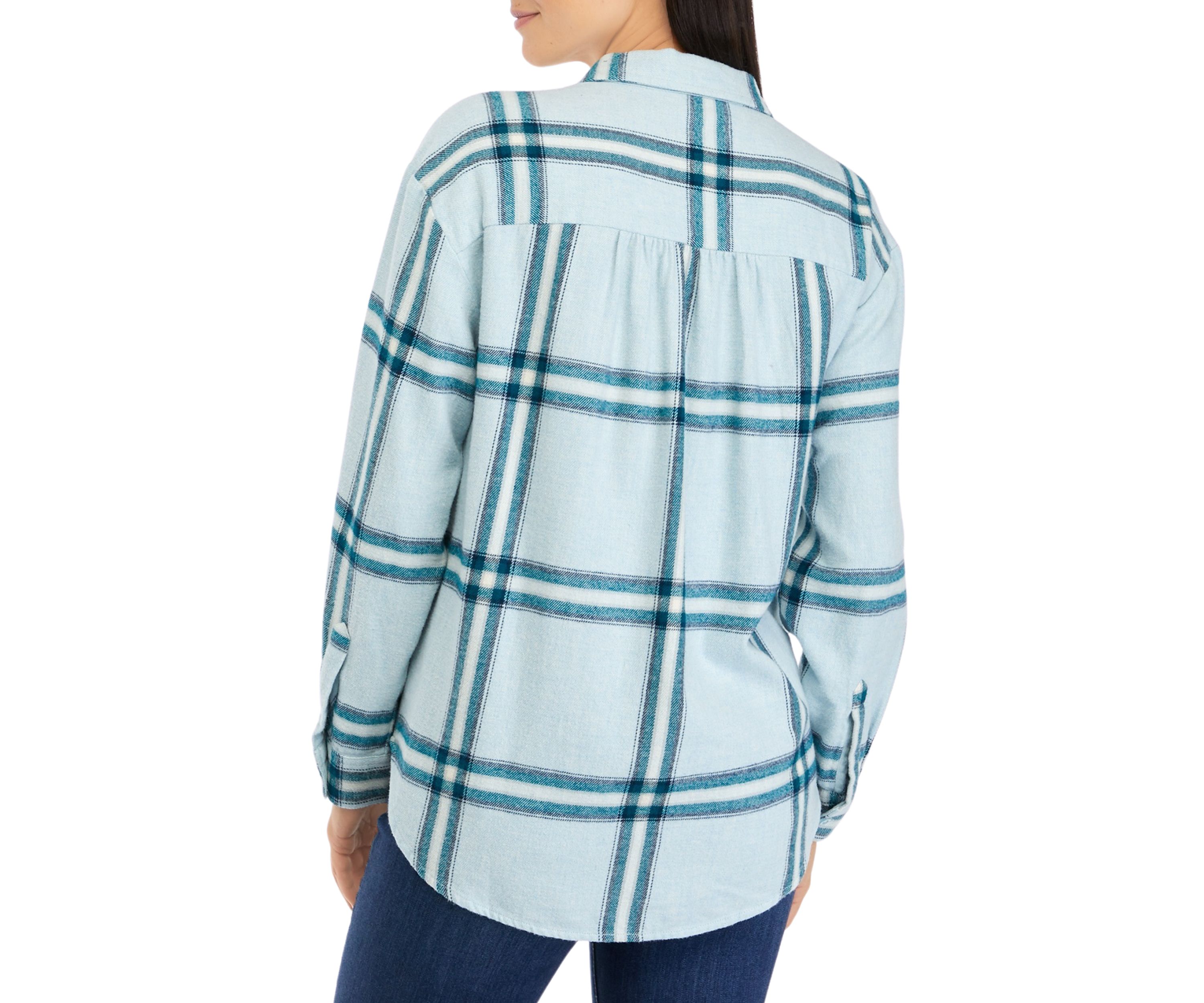 Petite Long Sleeve Yarn Dyed Boyfriend Shirt