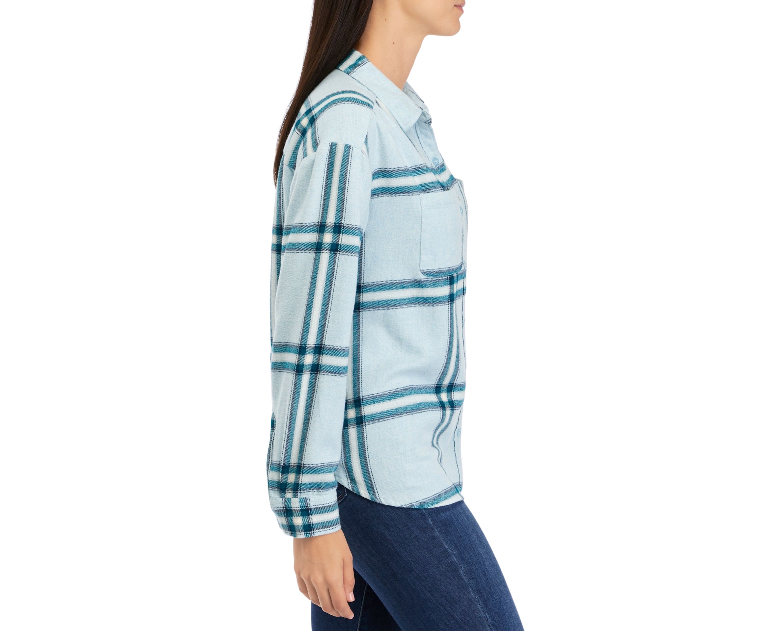 Petite Long Sleeve Yarn Dyed Boyfriend Shirt