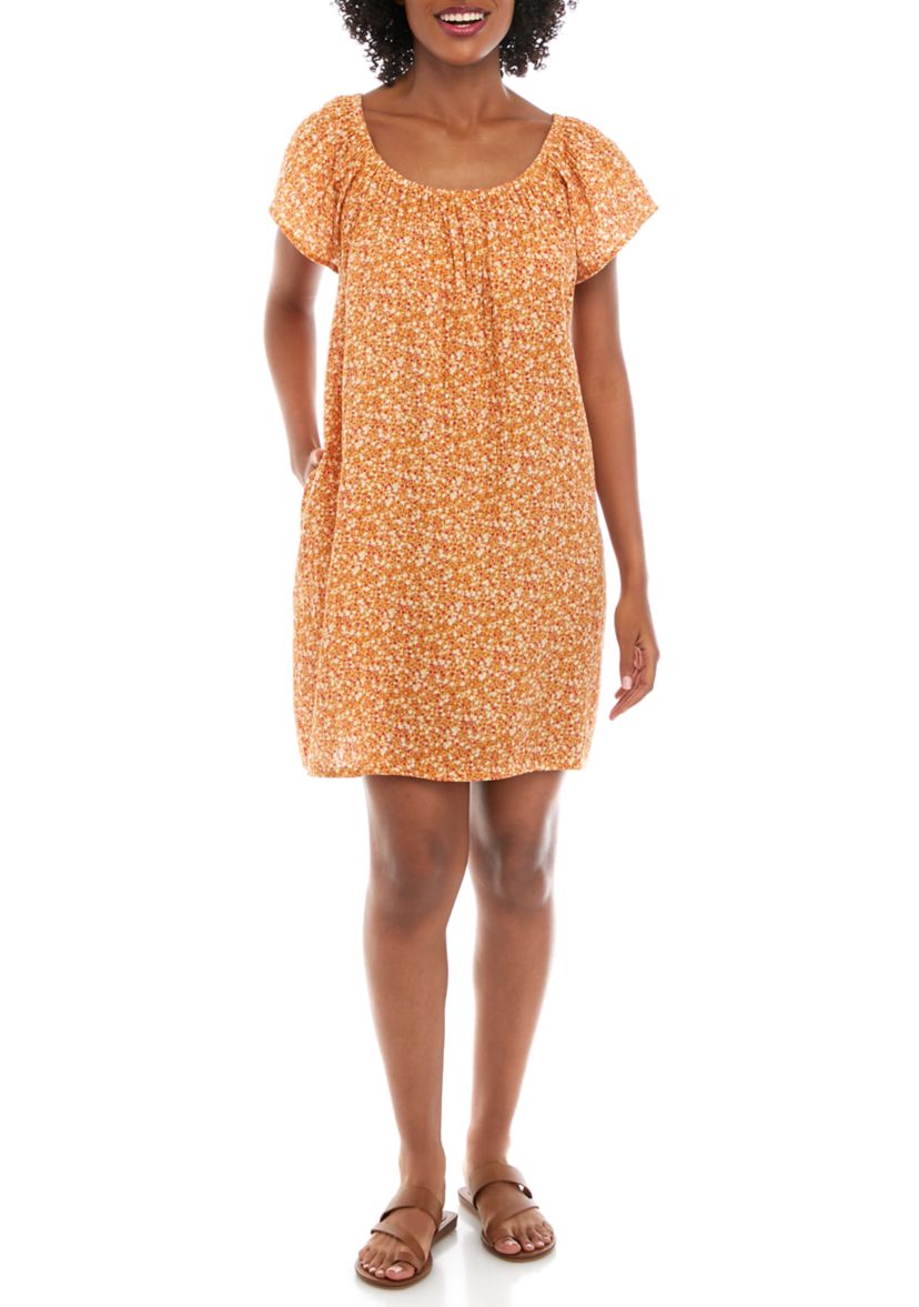 Petite Flutter Sleeve Printed Dress