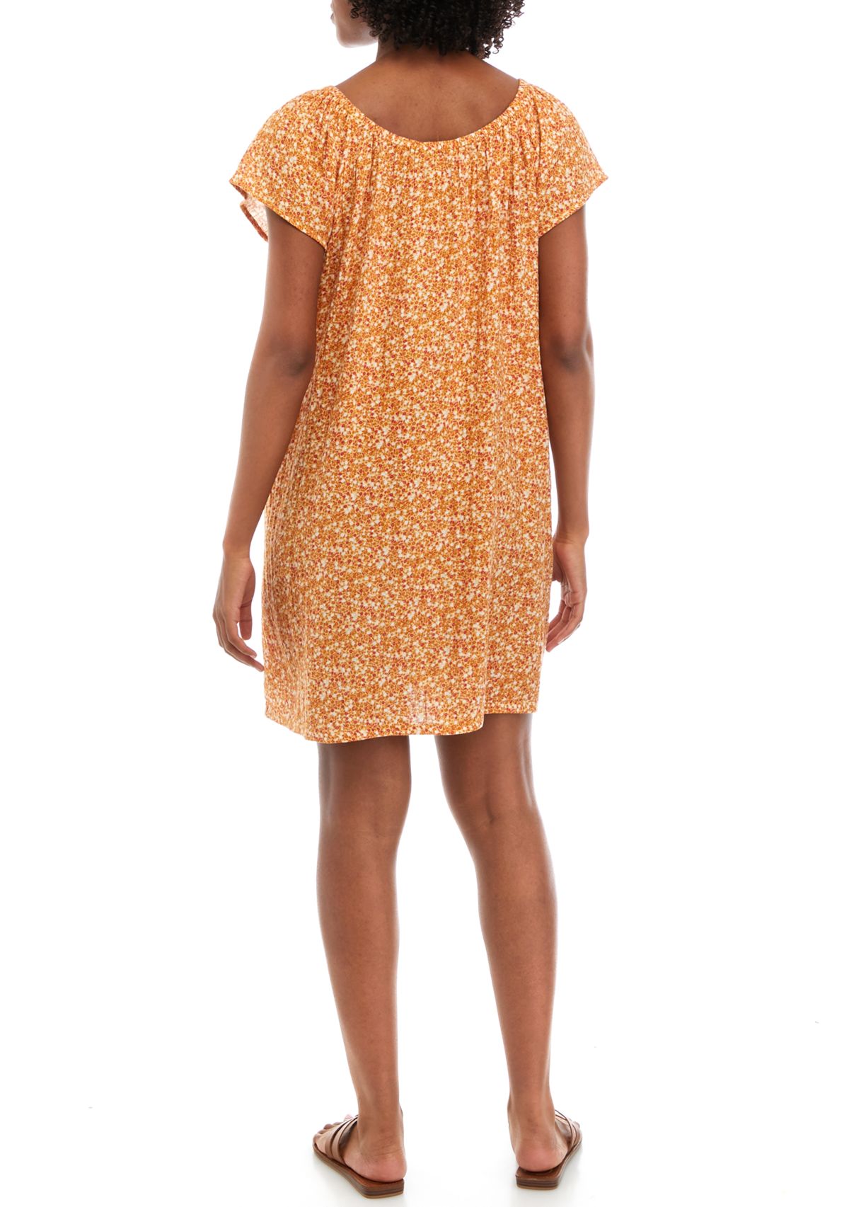 Petite Flutter Sleeve Printed Dress