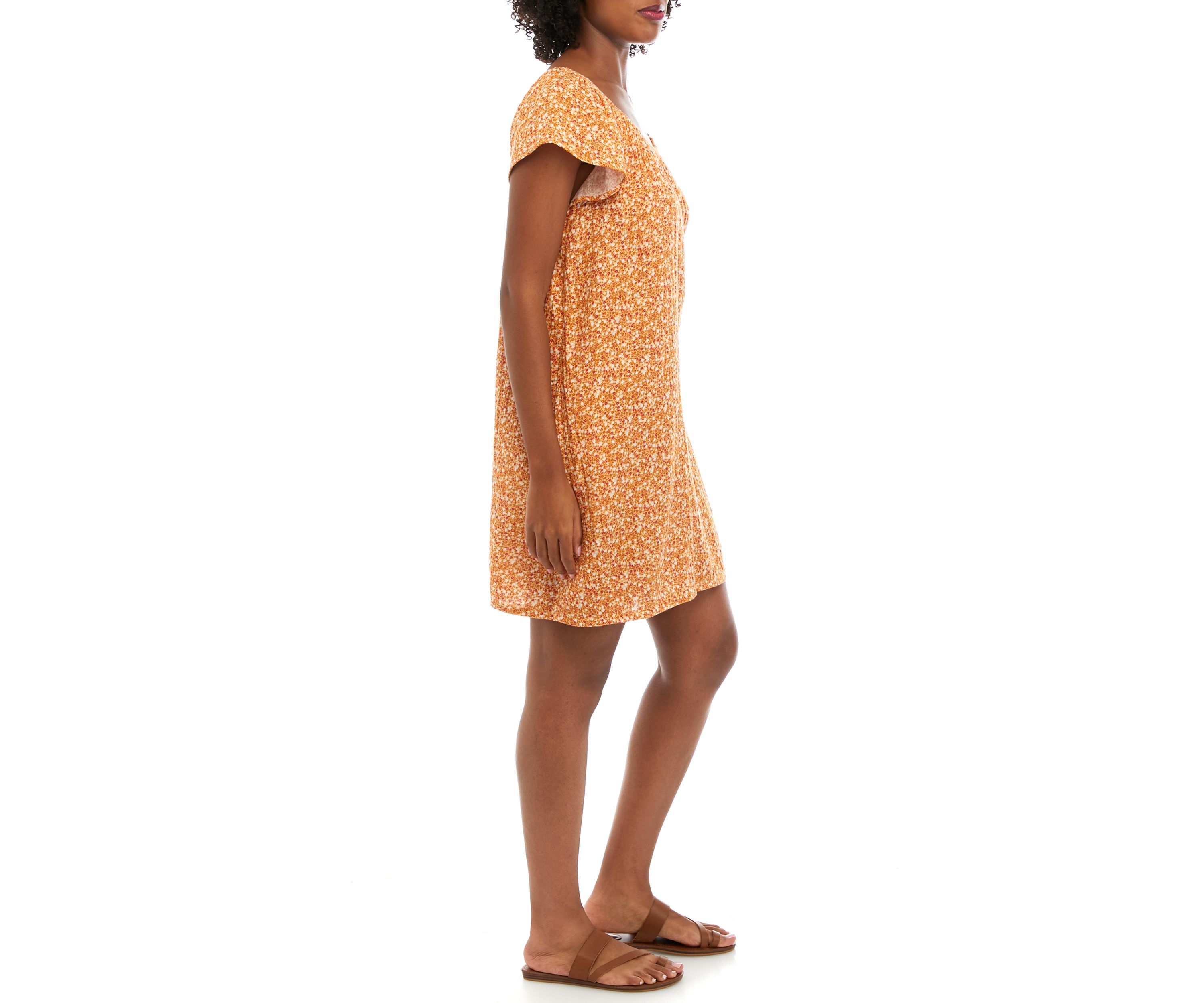Petite Flutter Sleeve Printed Dress