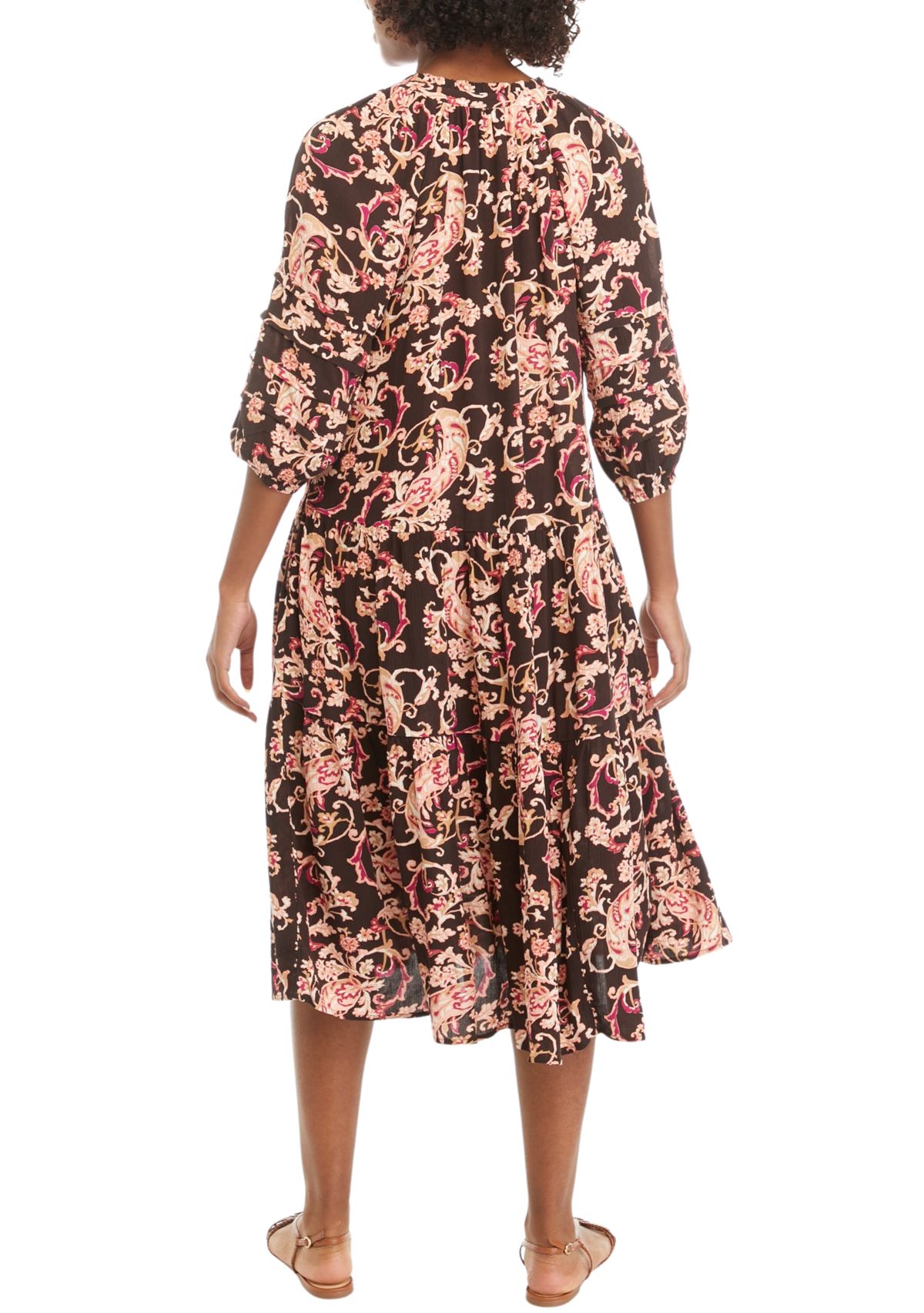 Petite Pintuck Floral Dress