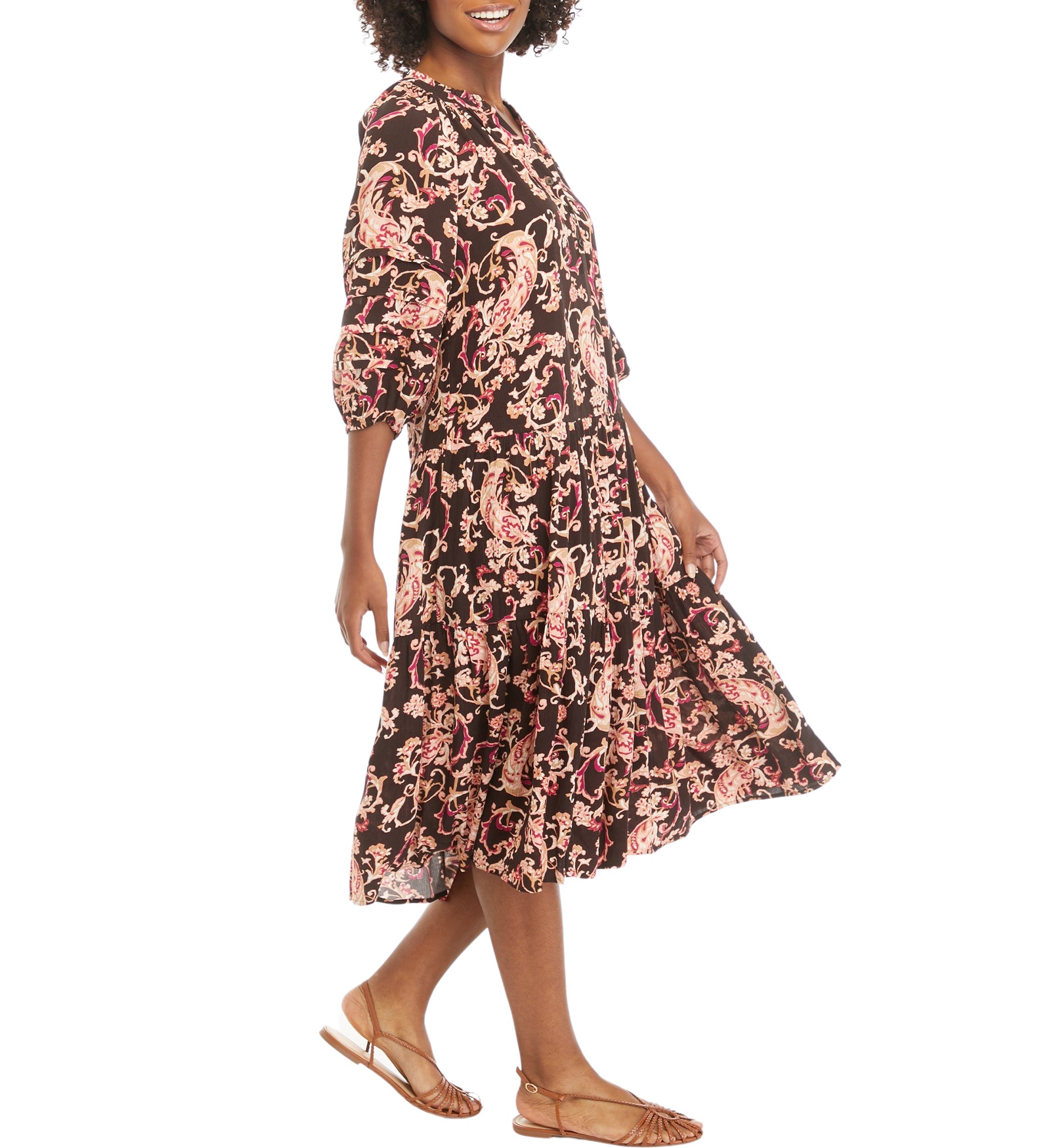 Petite Pintuck Floral Dress