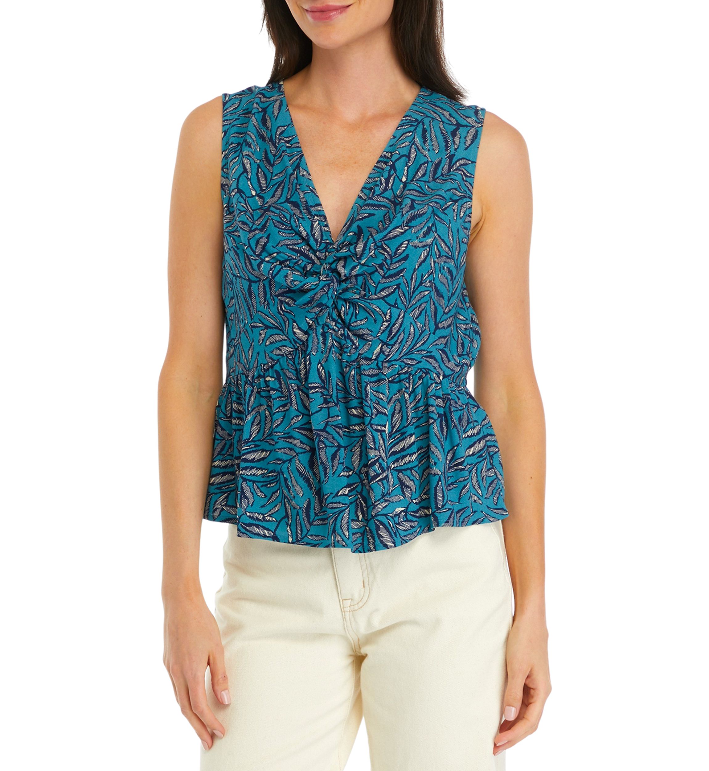 Petite Printed Twist Front Tank Top