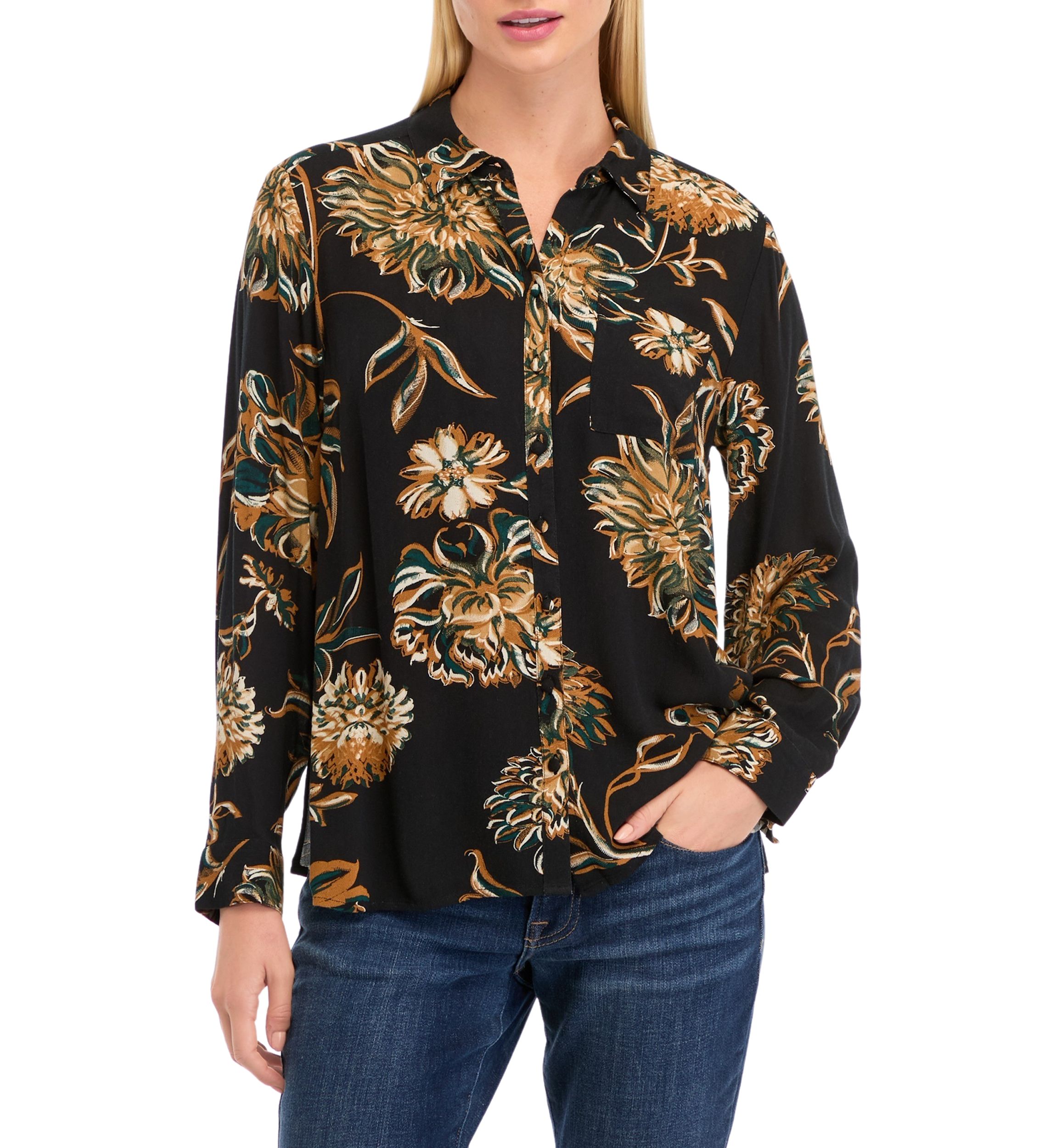 Petite Printed Button Down Shirt