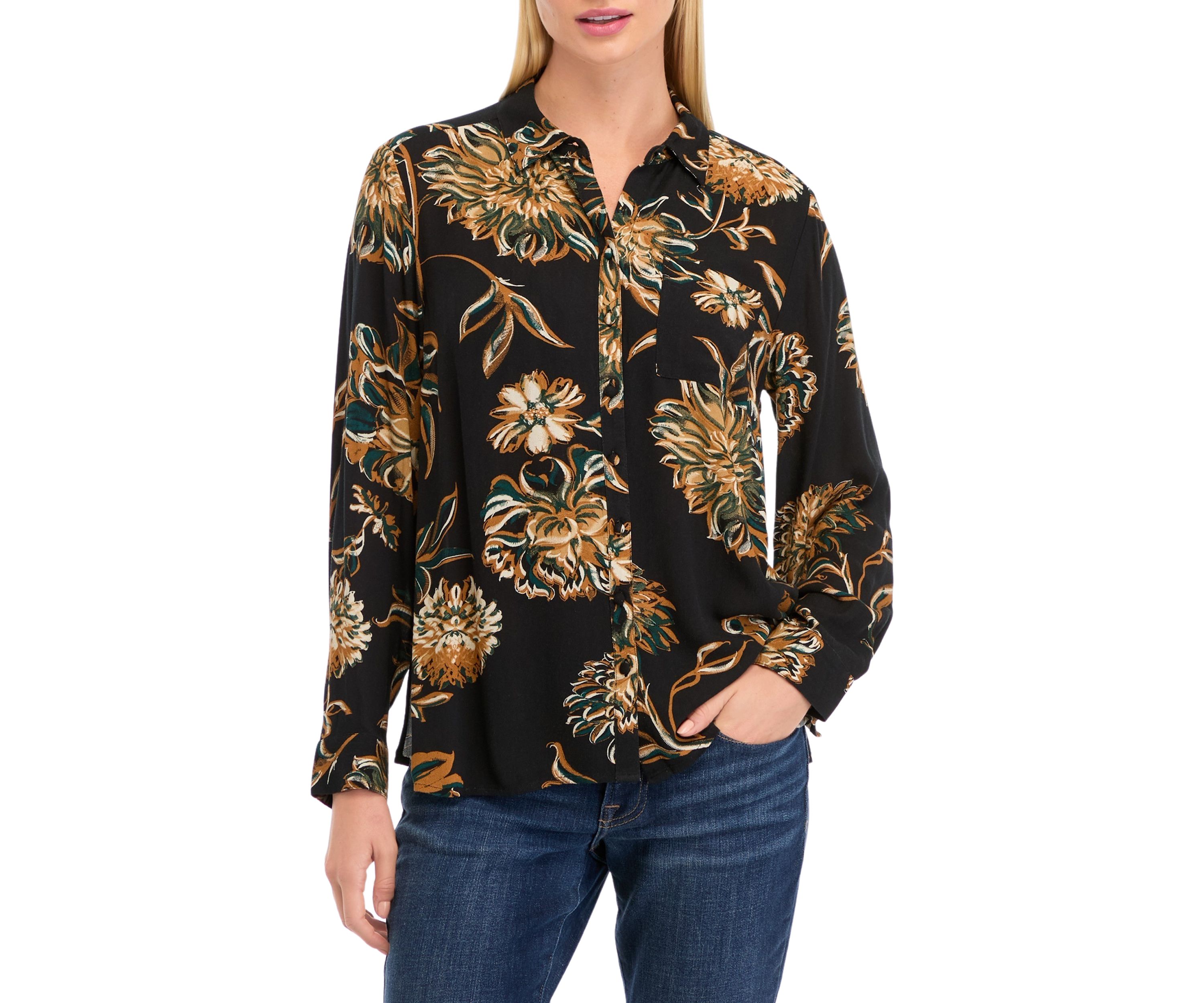 Petite Printed Button Down Shirt
