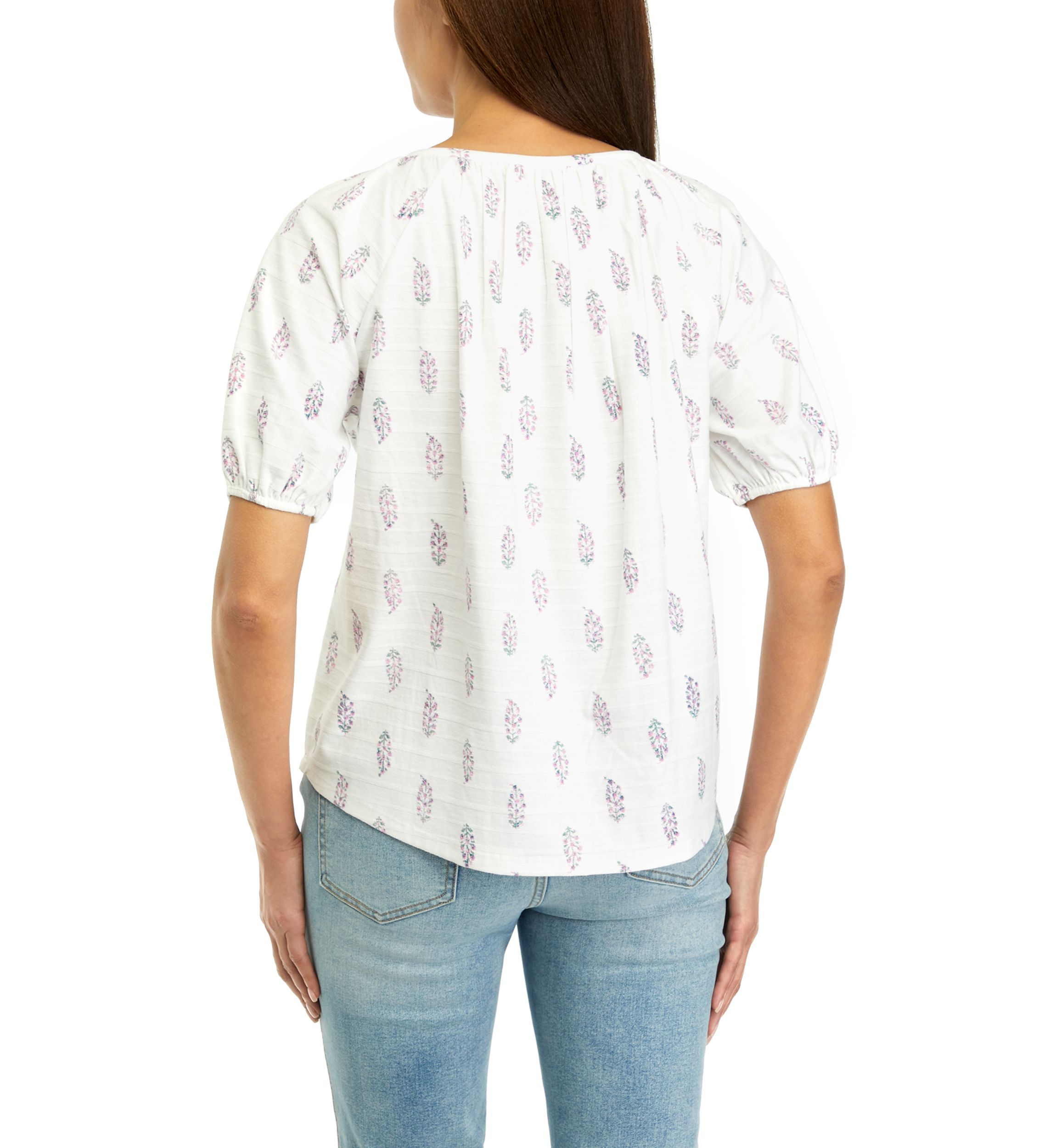 Petite Short Puff Sleeve Button Down Shirt