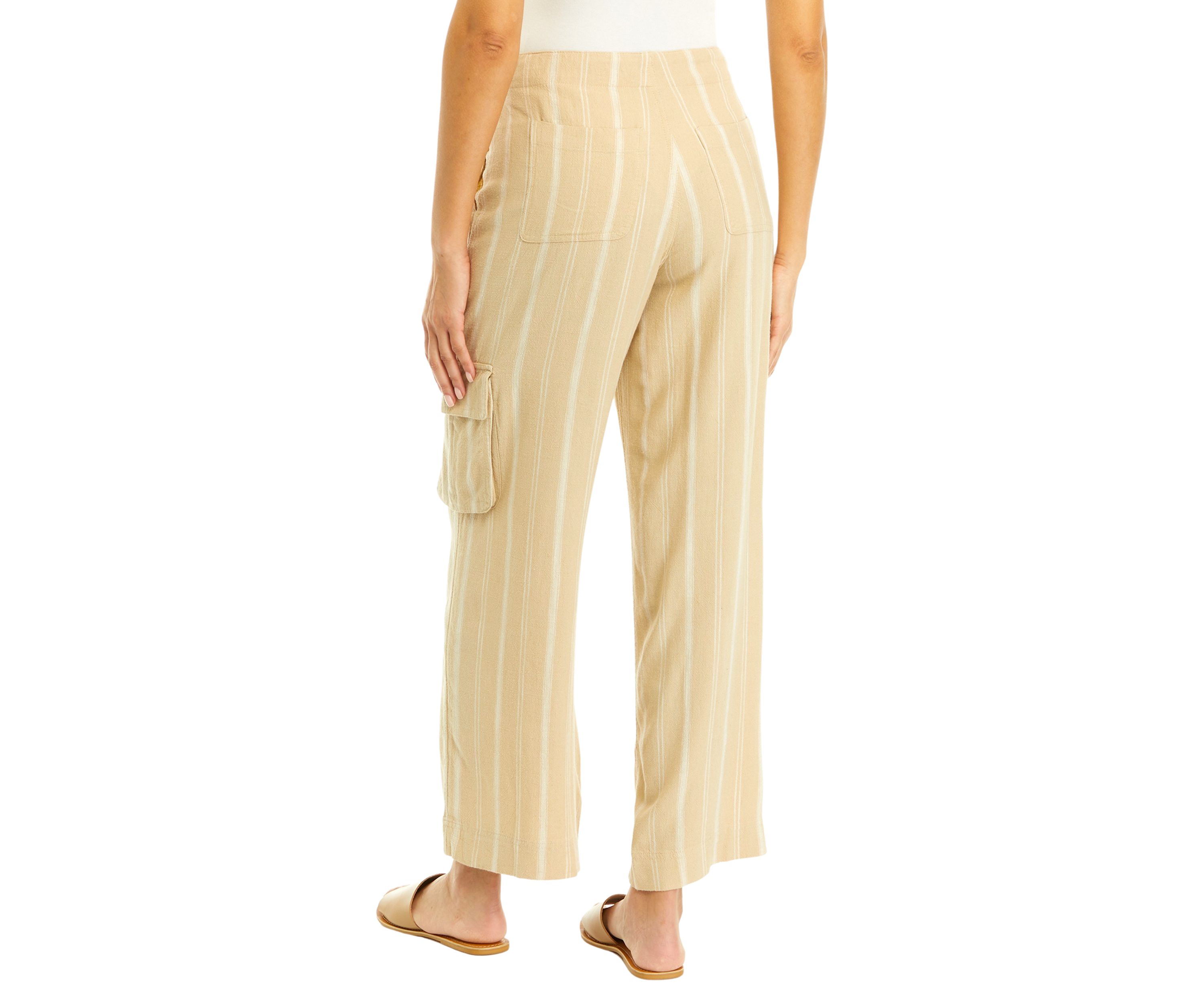Petite Tie Waist Yarn Dyed Utility Pants