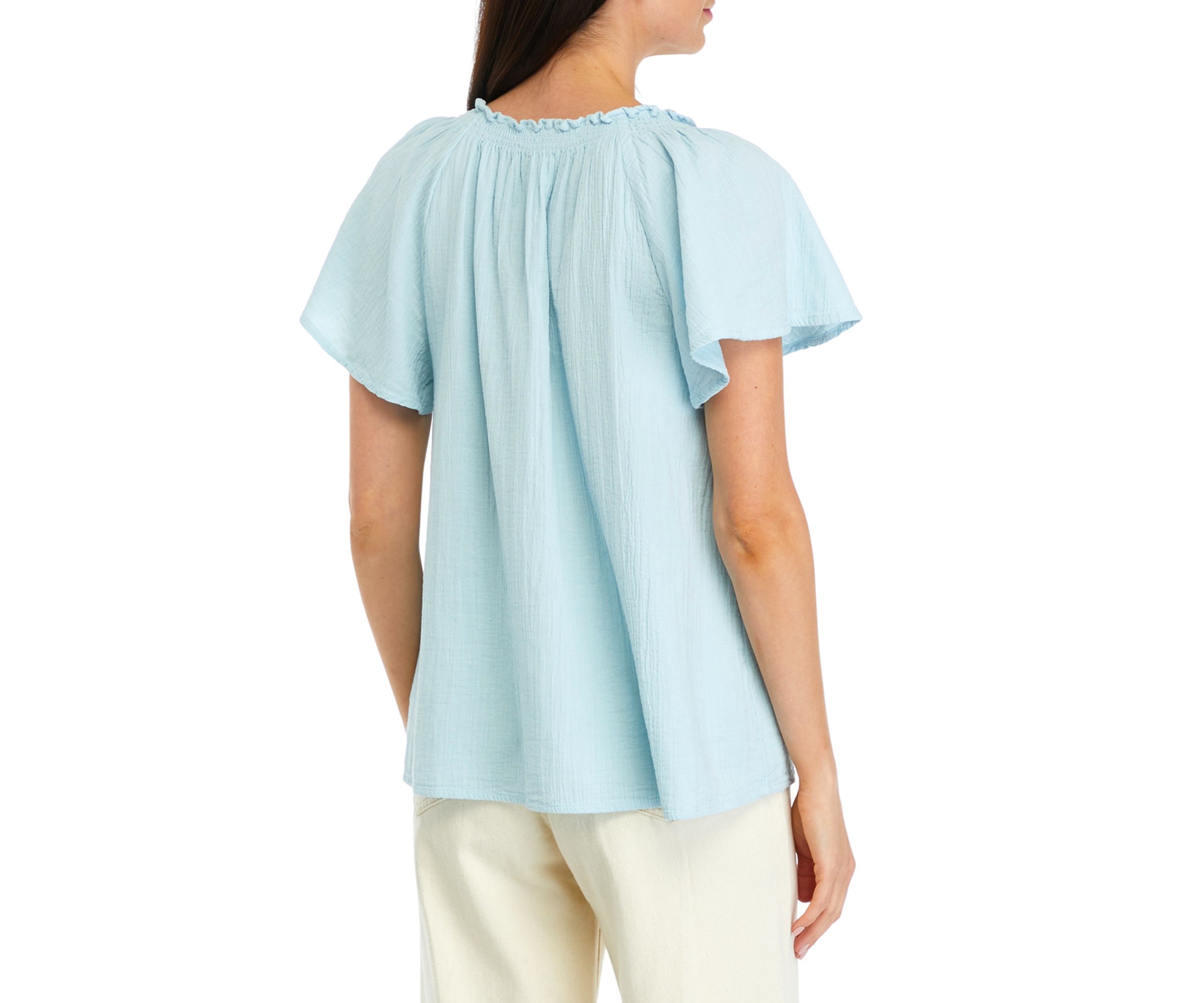 Petite Shirred Solid Top