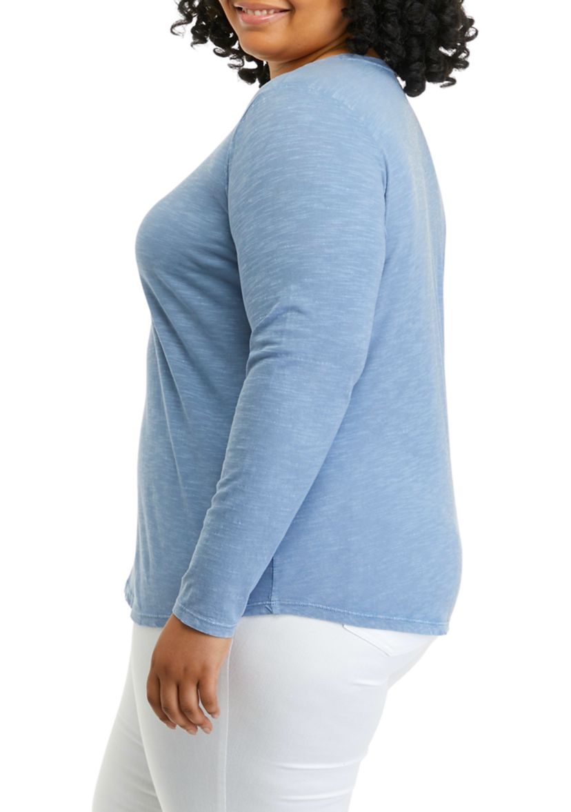 Plus Size Long Sleeve Crew Neck T-Shirt