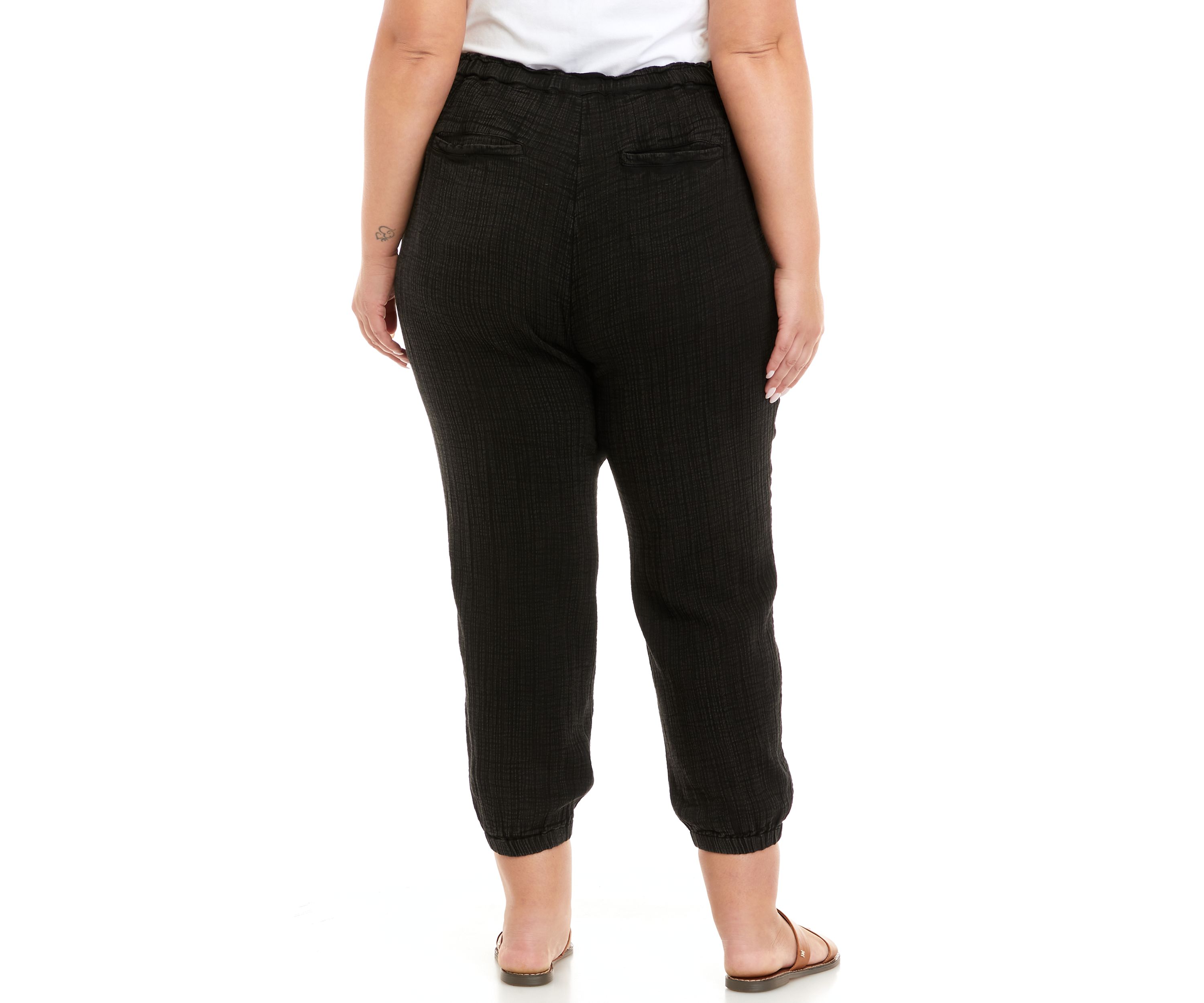 Plus Size Cotton Gauze Elastic Cuff Joggers