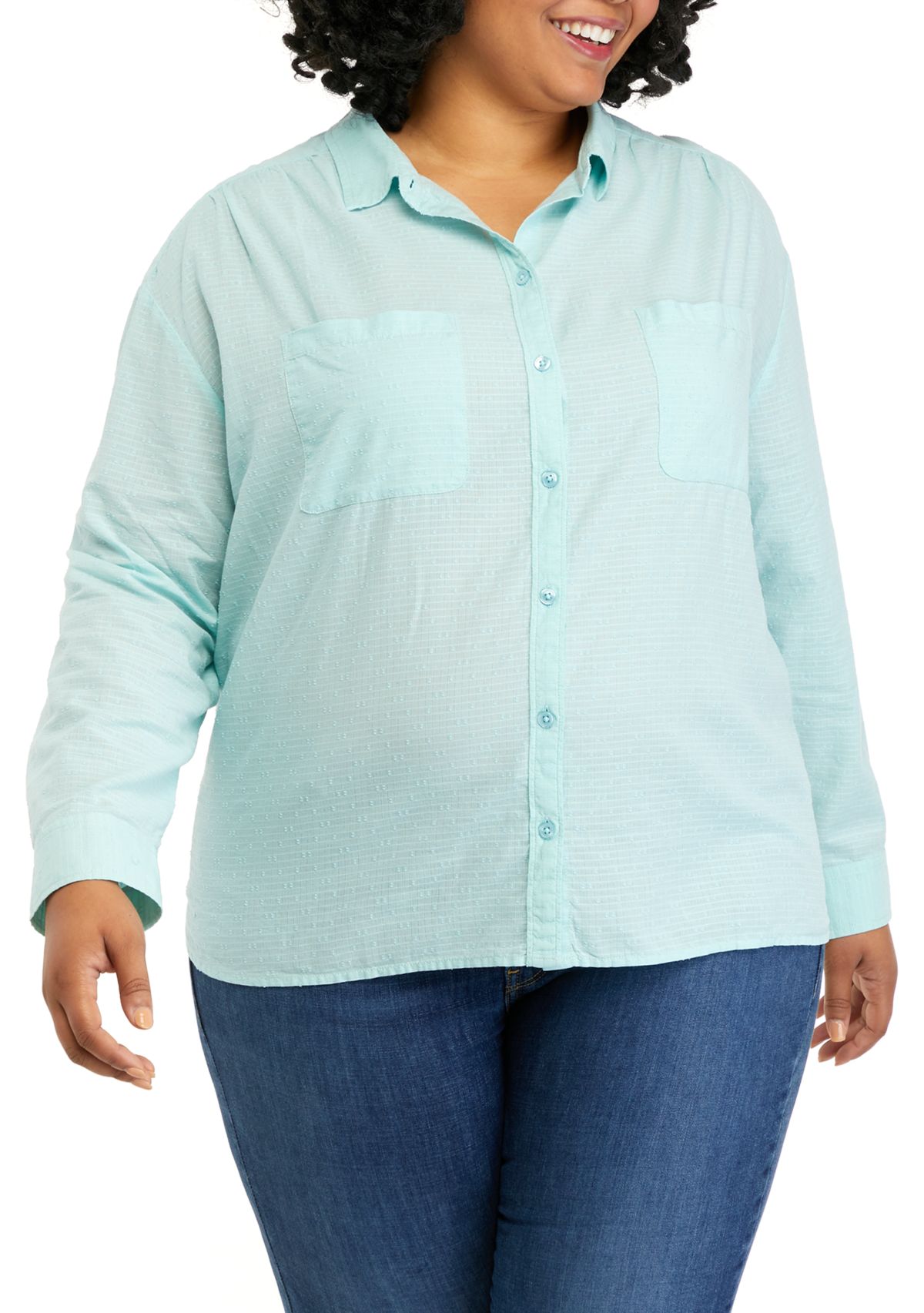 Plus Size Long Sleeve Boyfriend Shirt