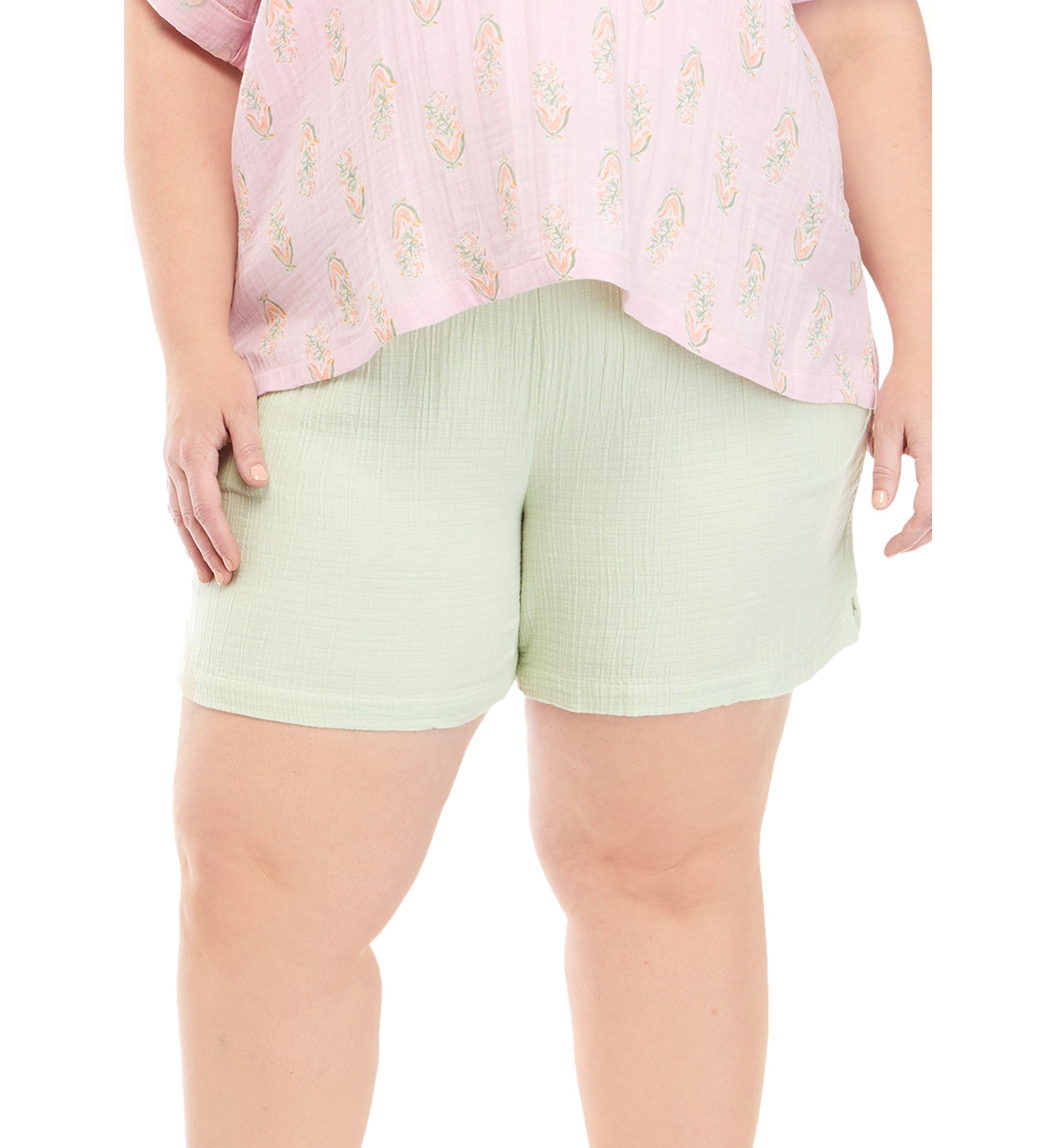 Plus Size Cotton Gauze Shorts