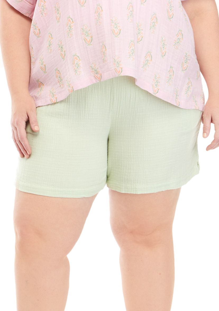 Plus Size Cotton Gauze Shorts