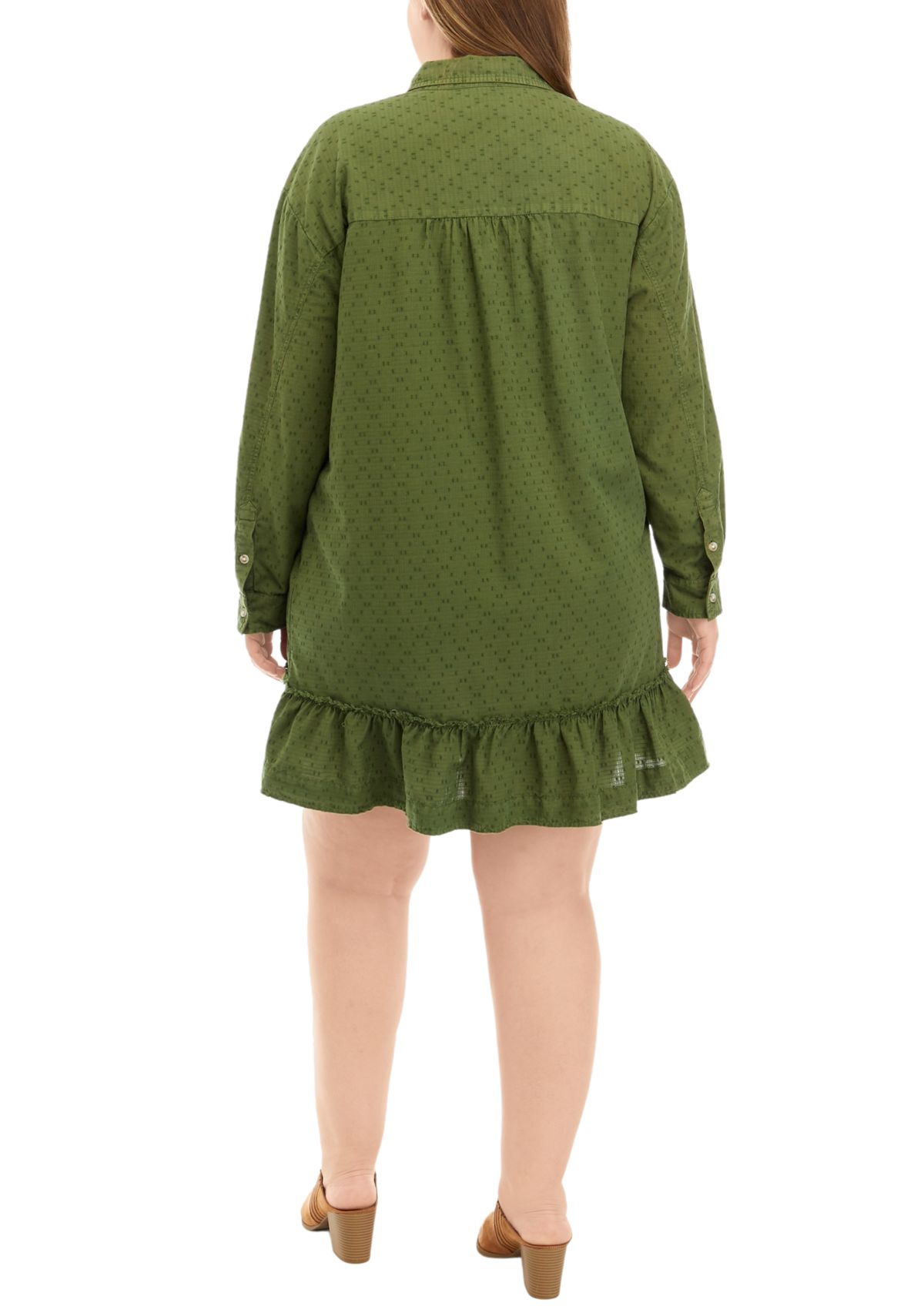 Plus Size Ruffle Hem Shirtdress 
