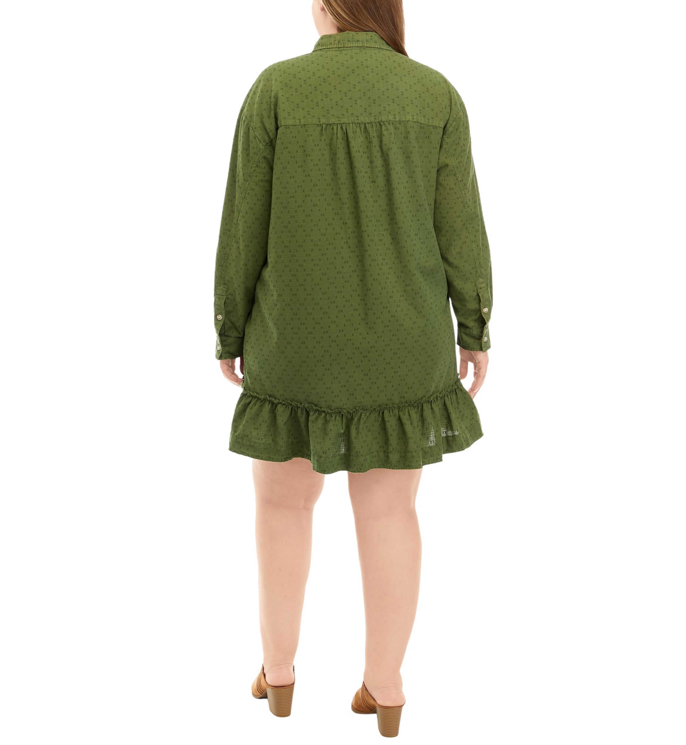 Plus Size Ruffle Hem Shirtdress 