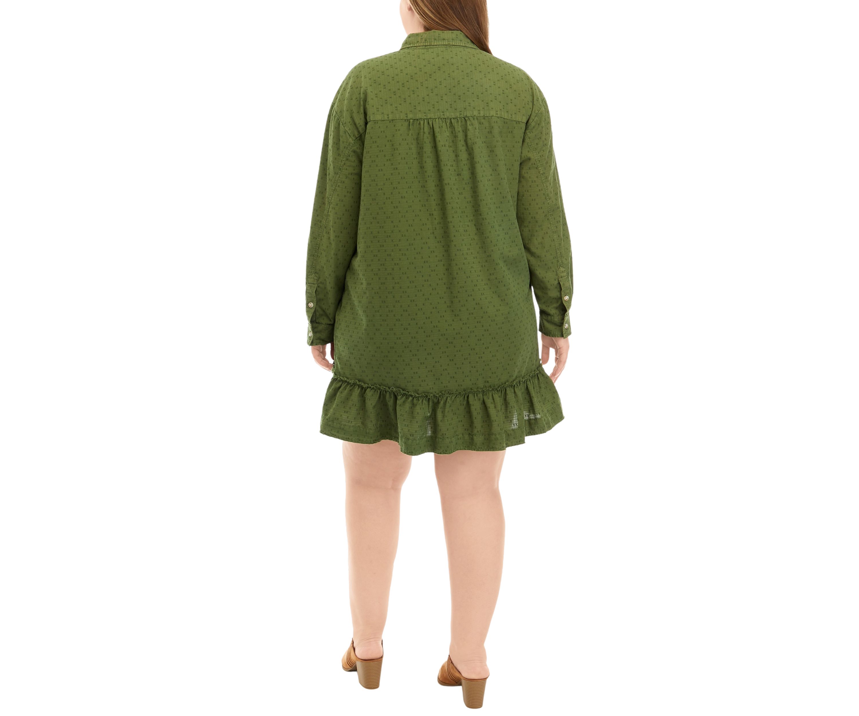 Plus Size Ruffle Hem Shirtdress 