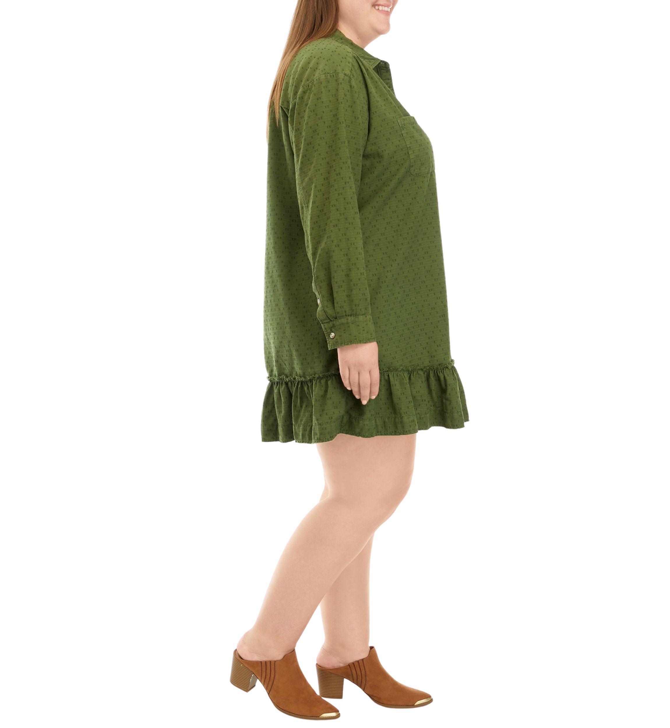 Plus Size Ruffle Hem Shirtdress 