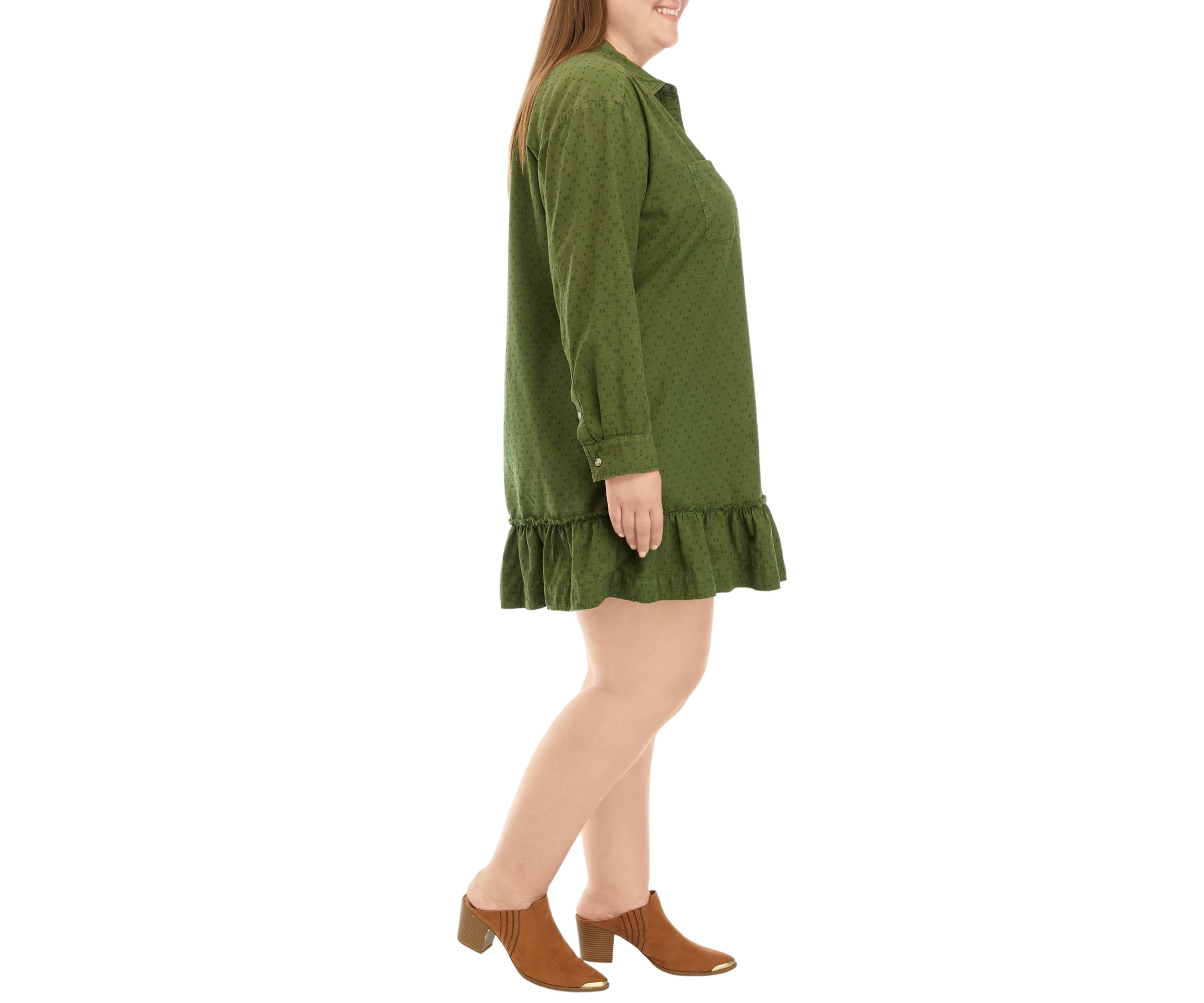 Plus Size Ruffle Hem Shirtdress 