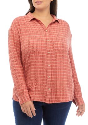 Wonderly Women's Plus Size Long Sleeve Printed Boyfriend Shirt -  0480022298393