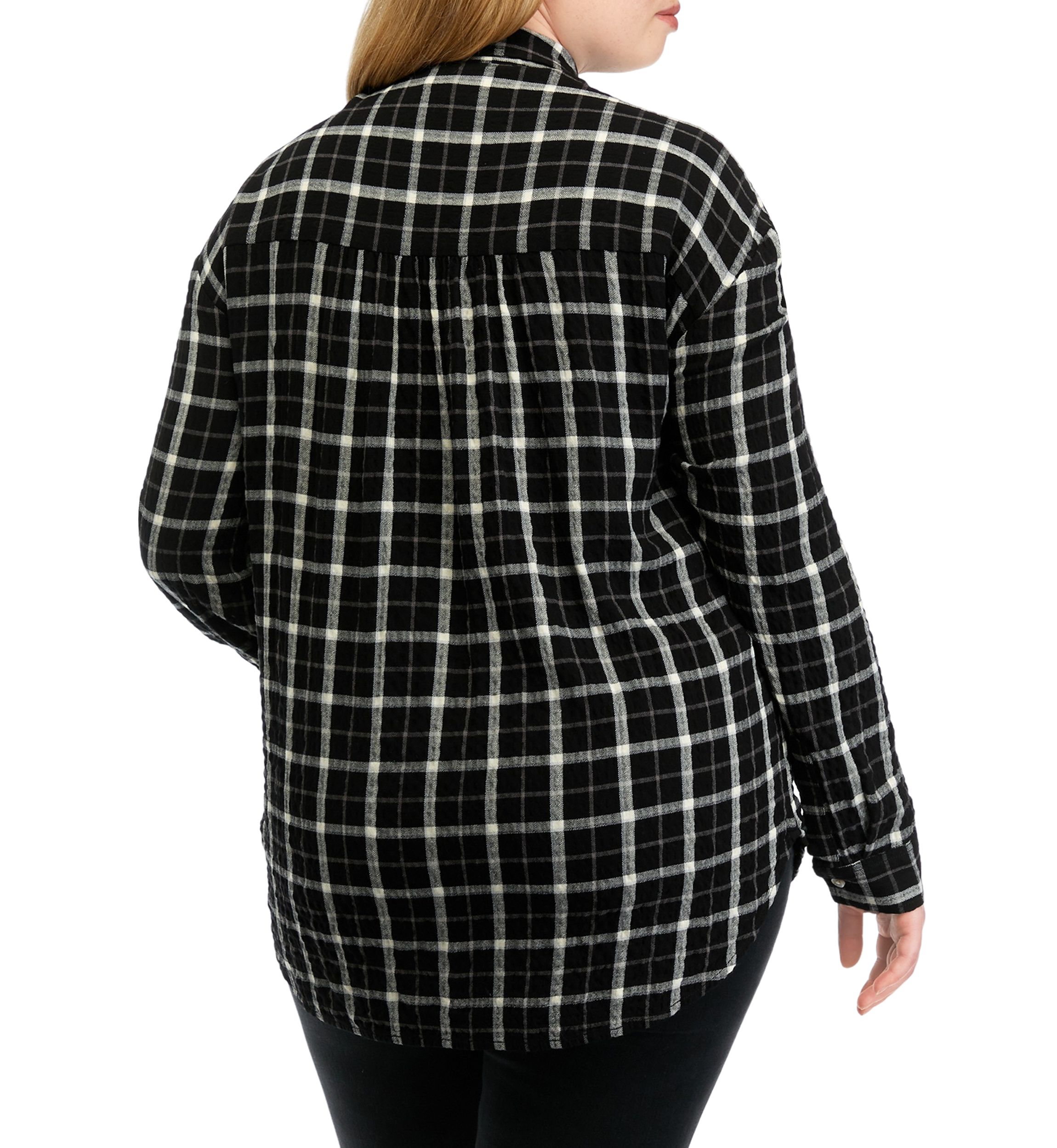 Plus Size Long Sleeve Printed Boyfriend Shirt 