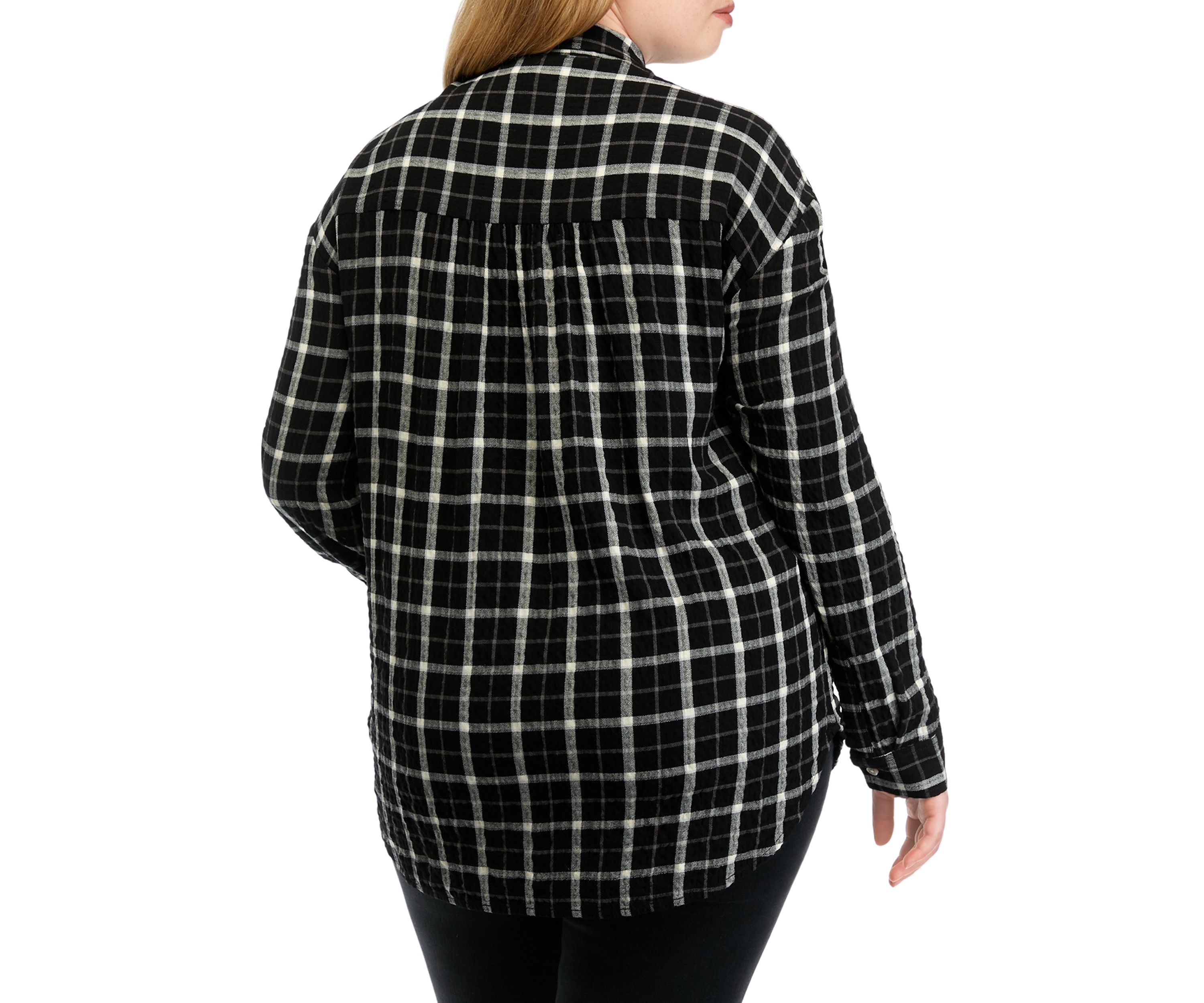Plus Size Long Sleeve Printed Boyfriend Shirt 