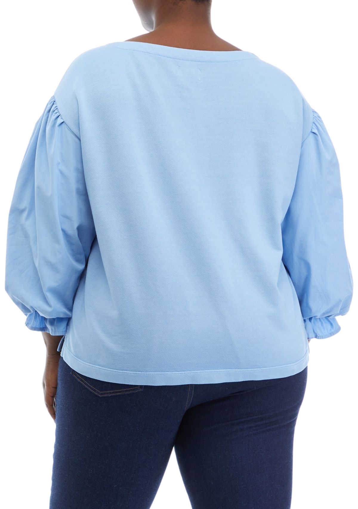 Plus Size Knit Woven Mix Pullover Top