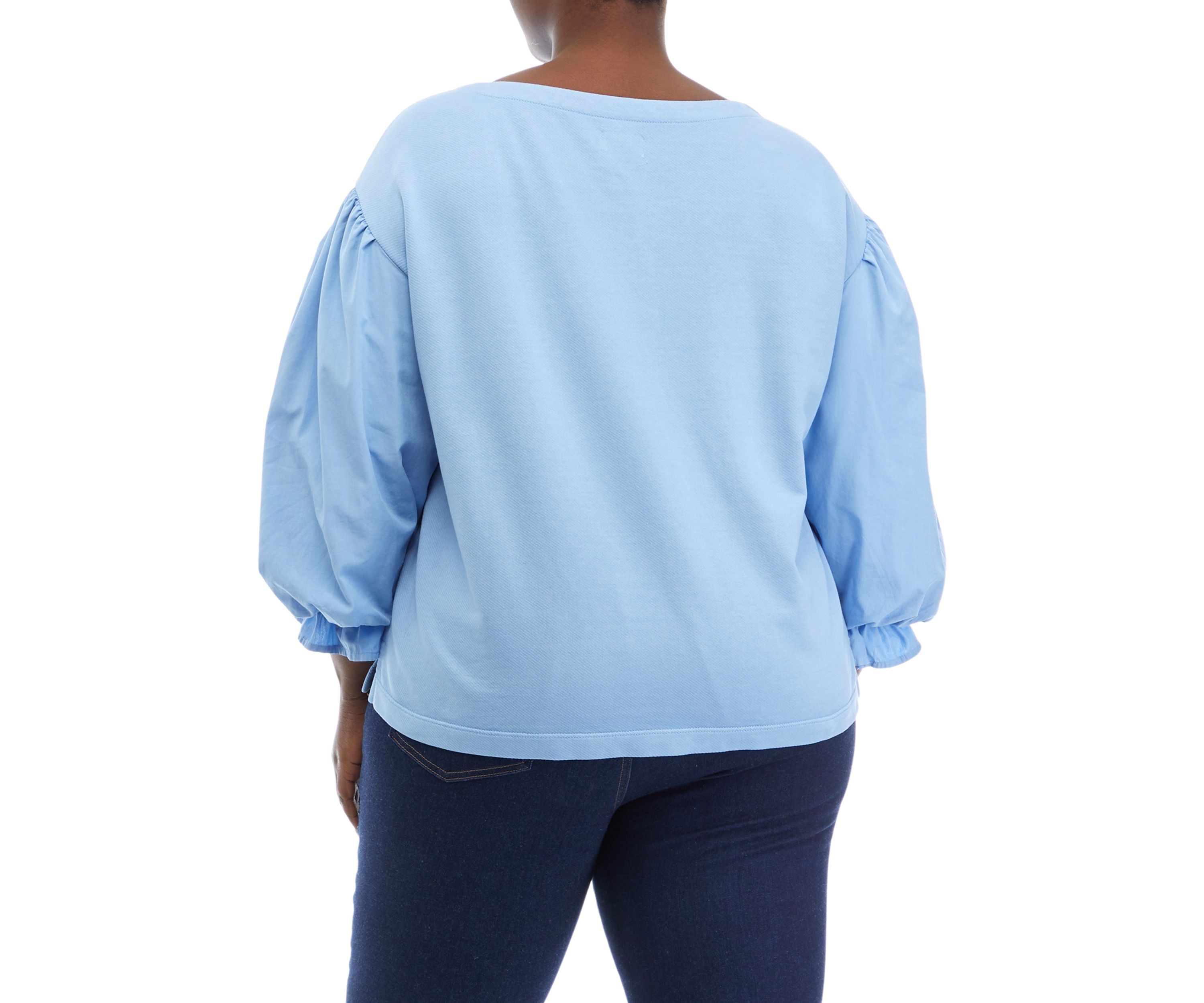 Plus Size Knit Woven Mix Pullover Top