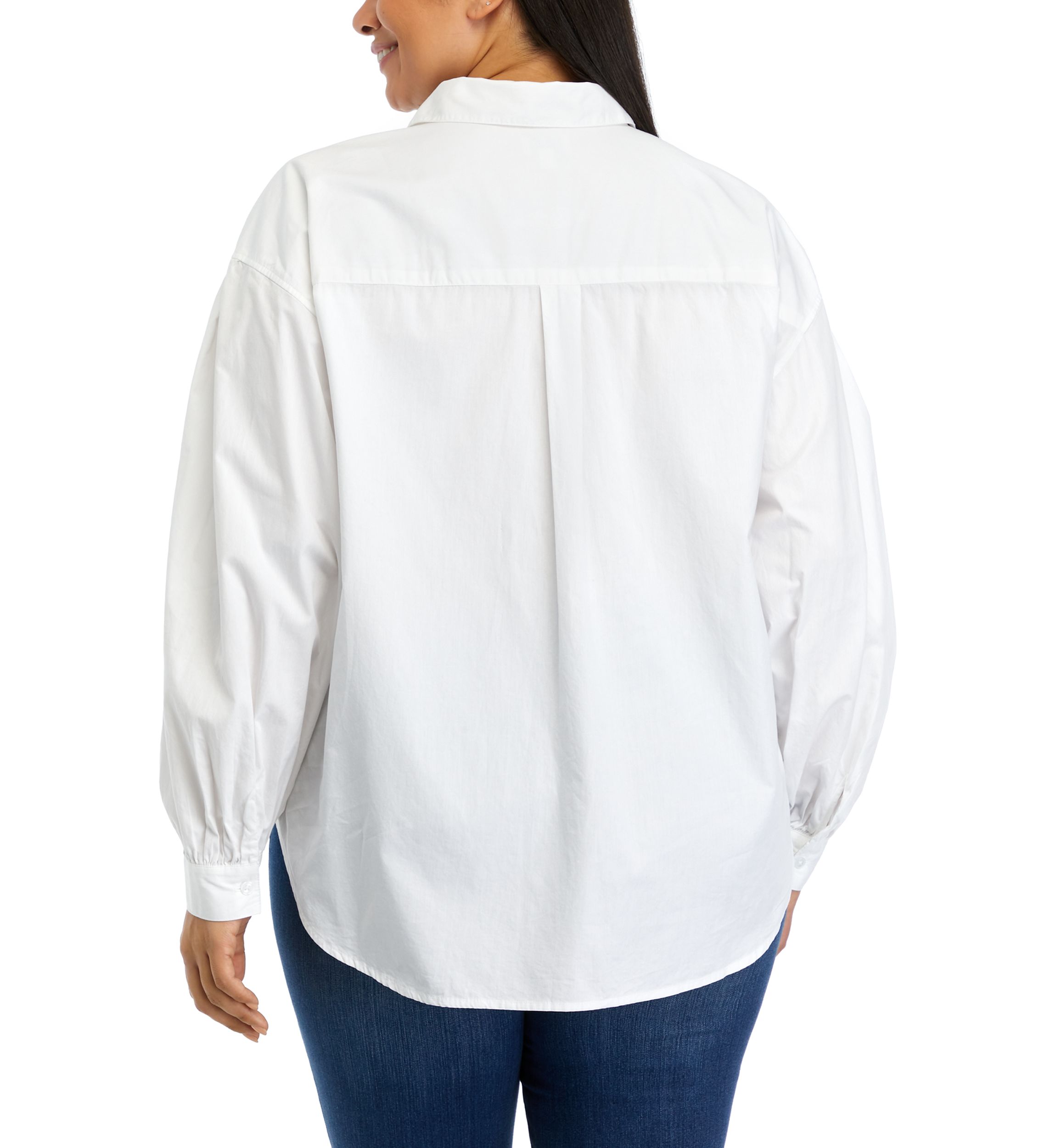 Plus Size Patch Pocket Solid Button Down Blouse