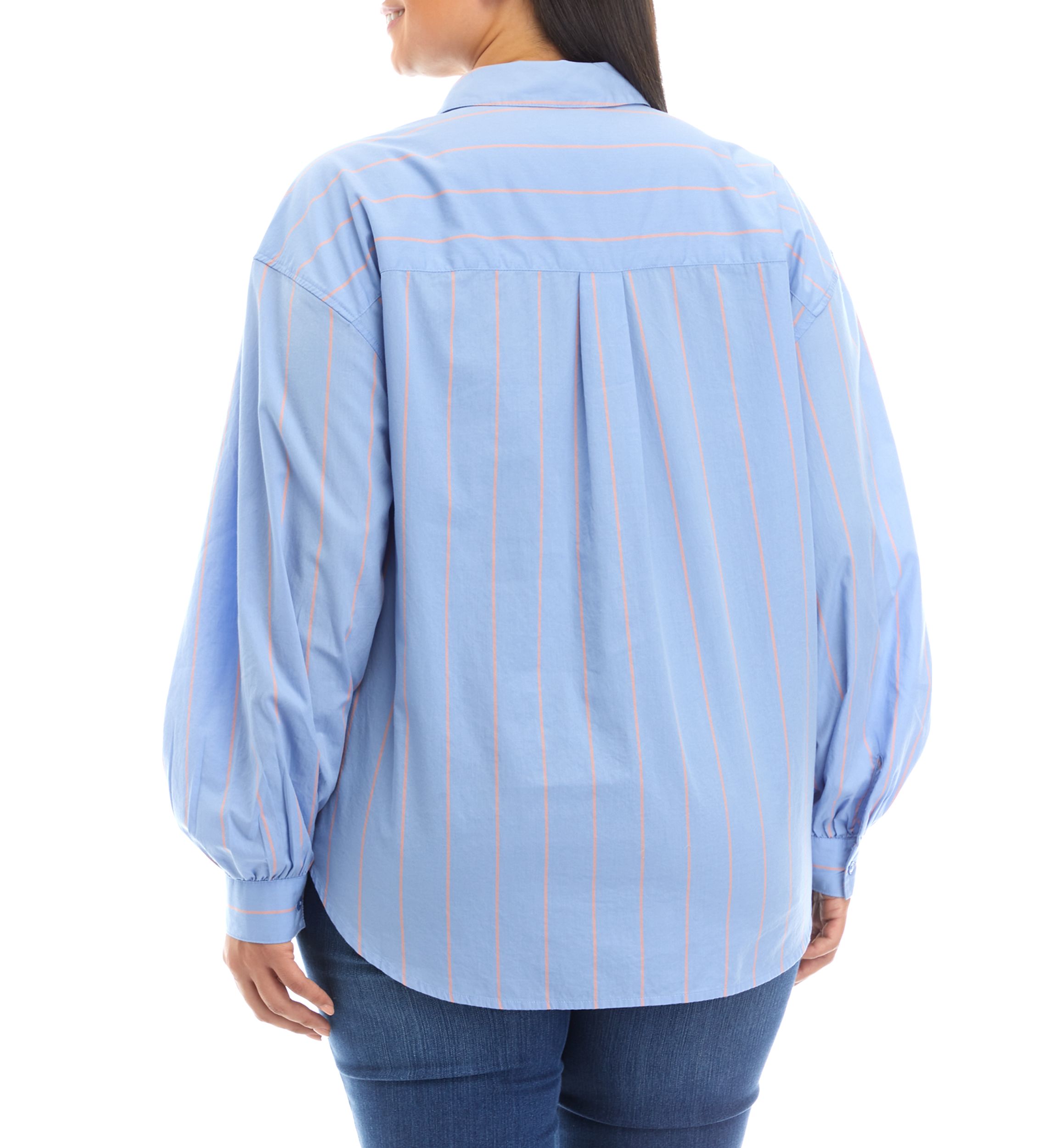 Plus Size Patch Pocket Button Down Blouse