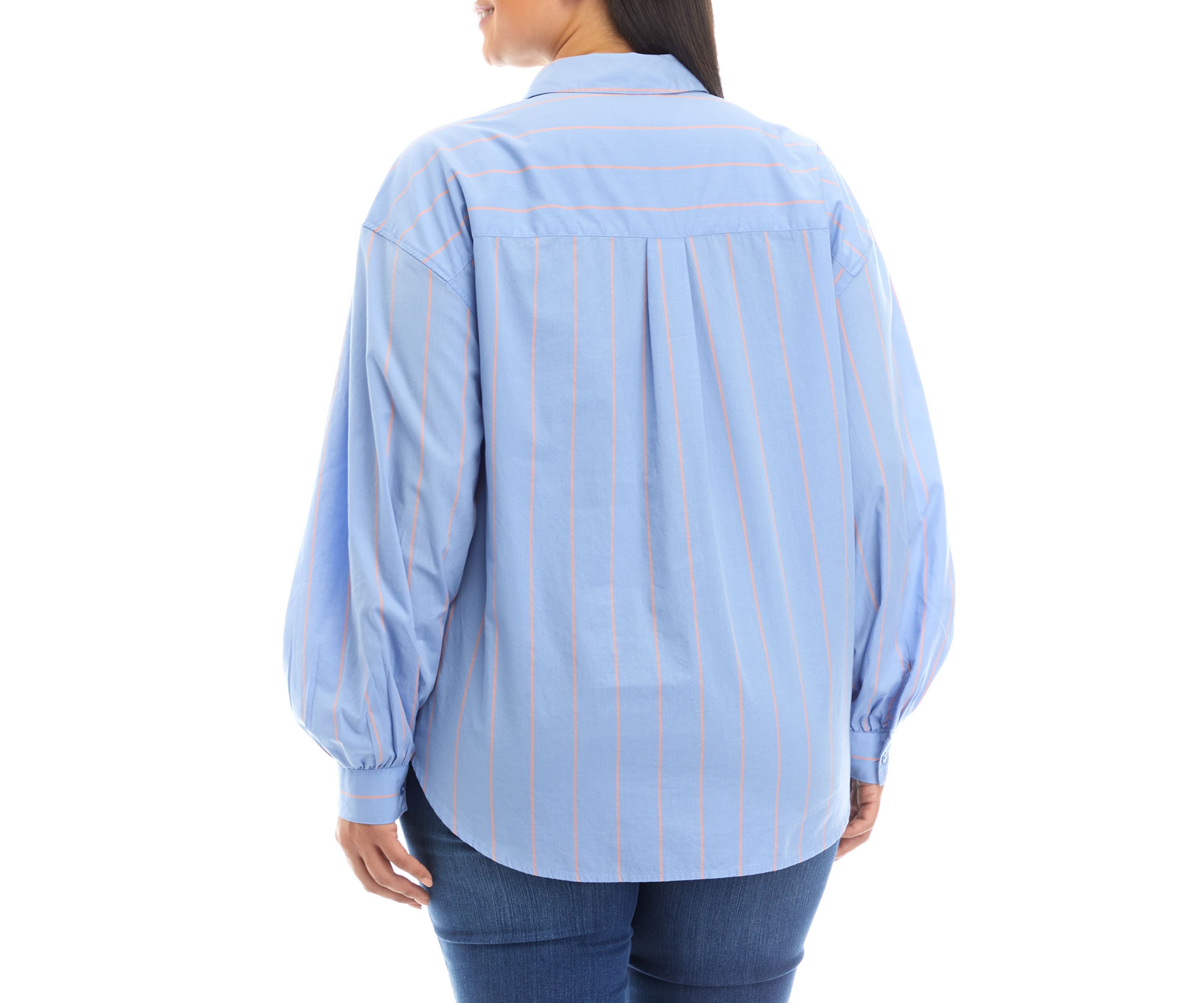 Plus Size Patch Pocket Button Down Blouse