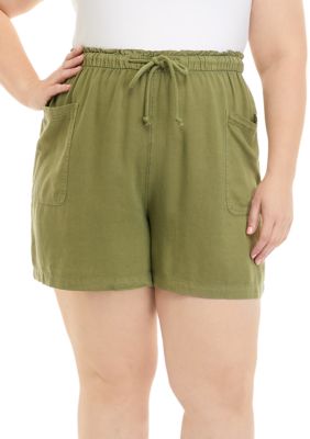 Women's Plus Size Stretch Twill Hiking Shorts with Elastic Waistband and  Pockets