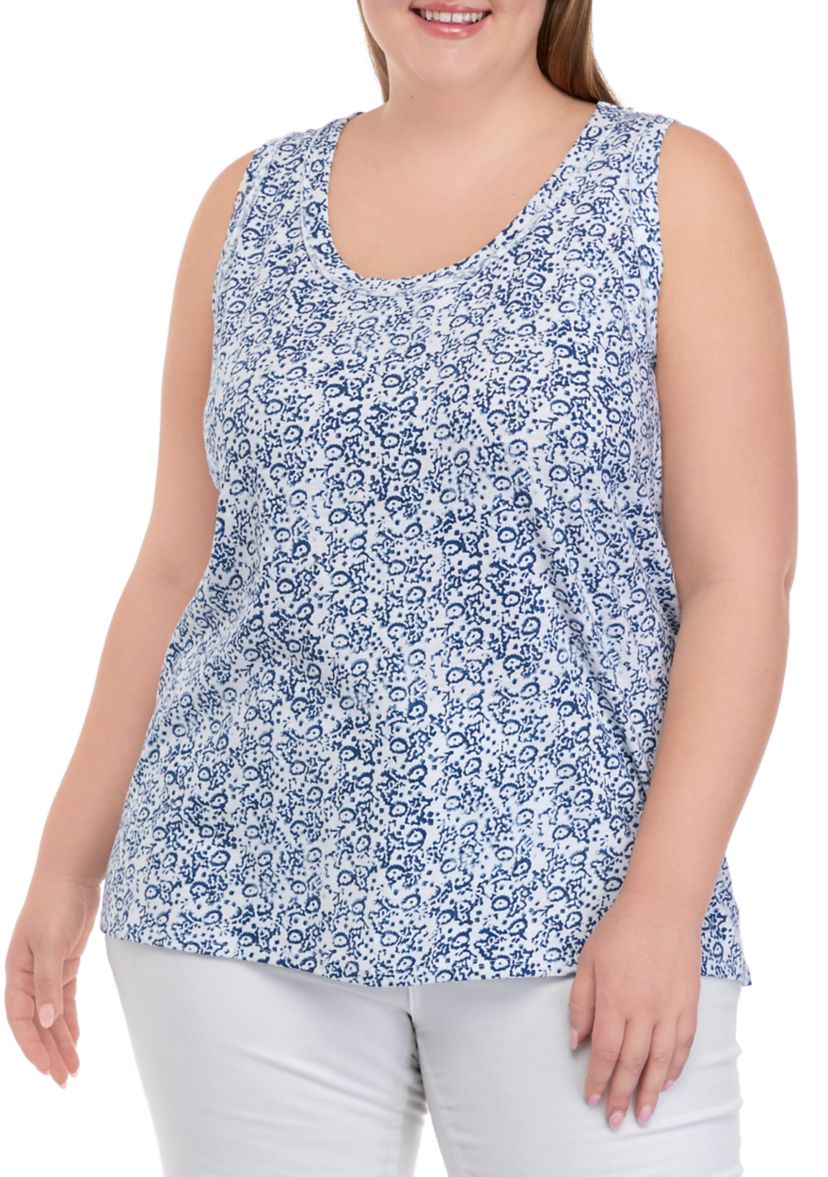 Plus Size Scoop Neck Printed Tank