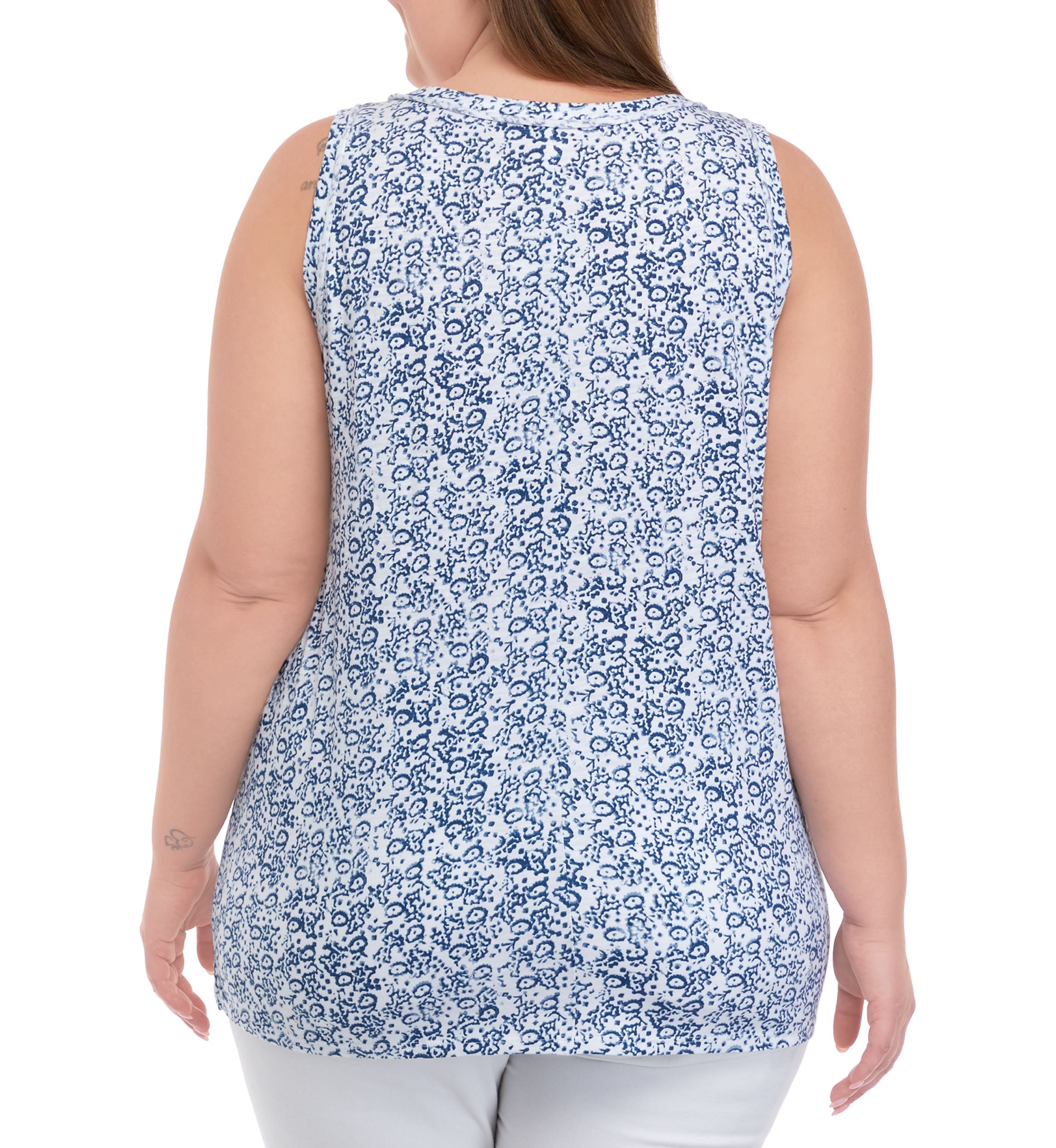 Plus Size Scoop Neck Printed Tank