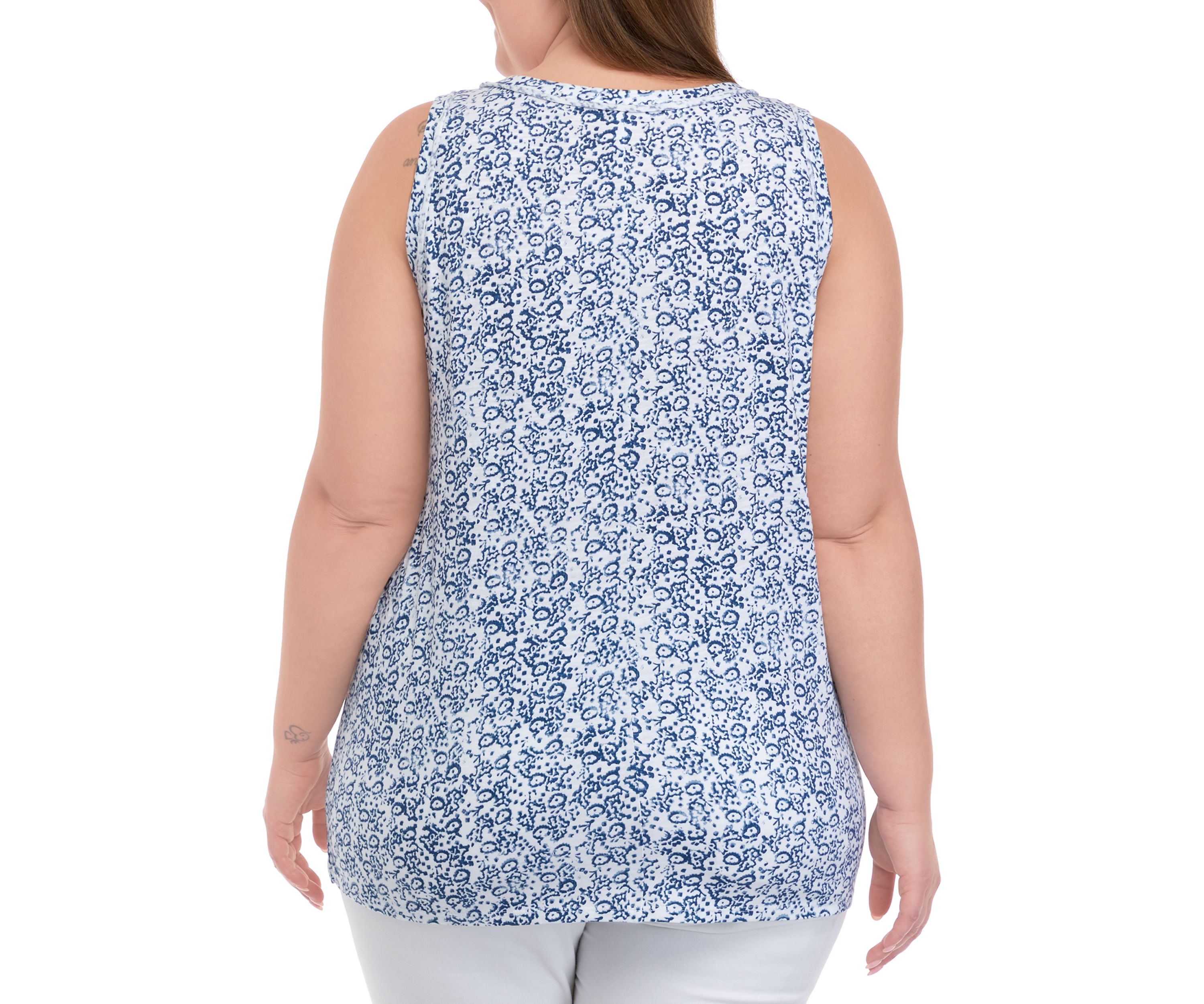 Plus Size Scoop Neck Printed Tank