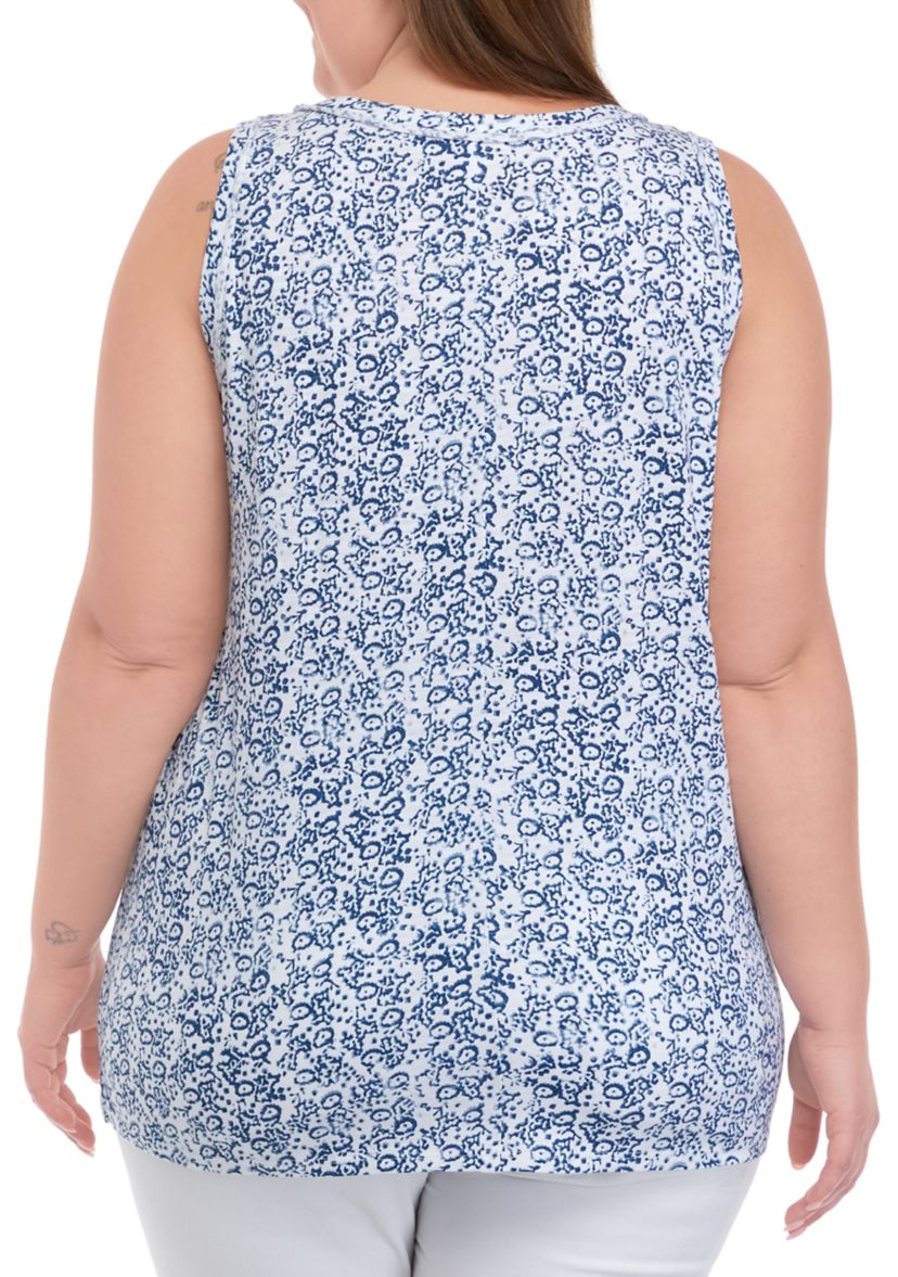 Plus Size Scoop Neck Printed Tank