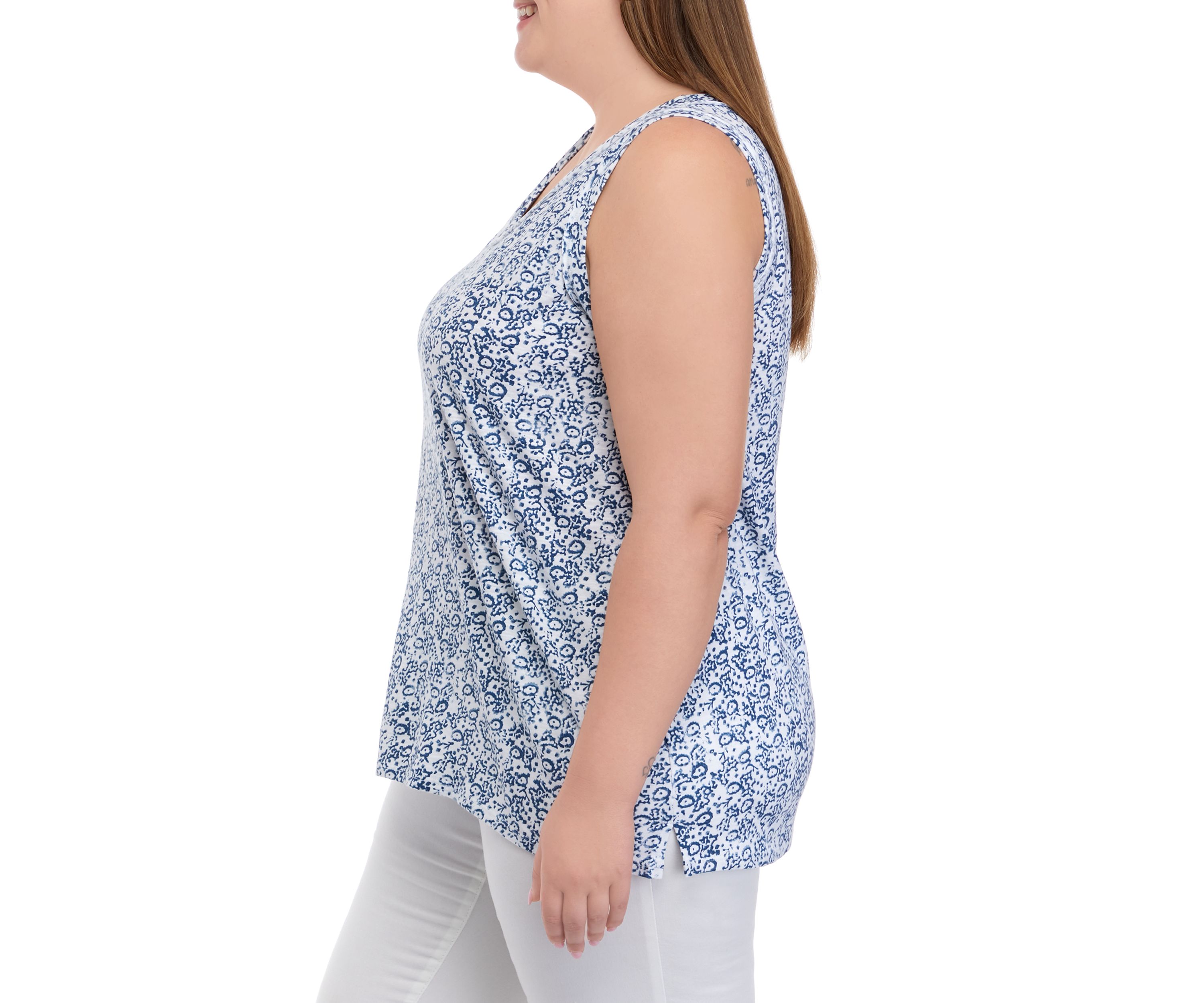 Plus Size Scoop Neck Printed Tank