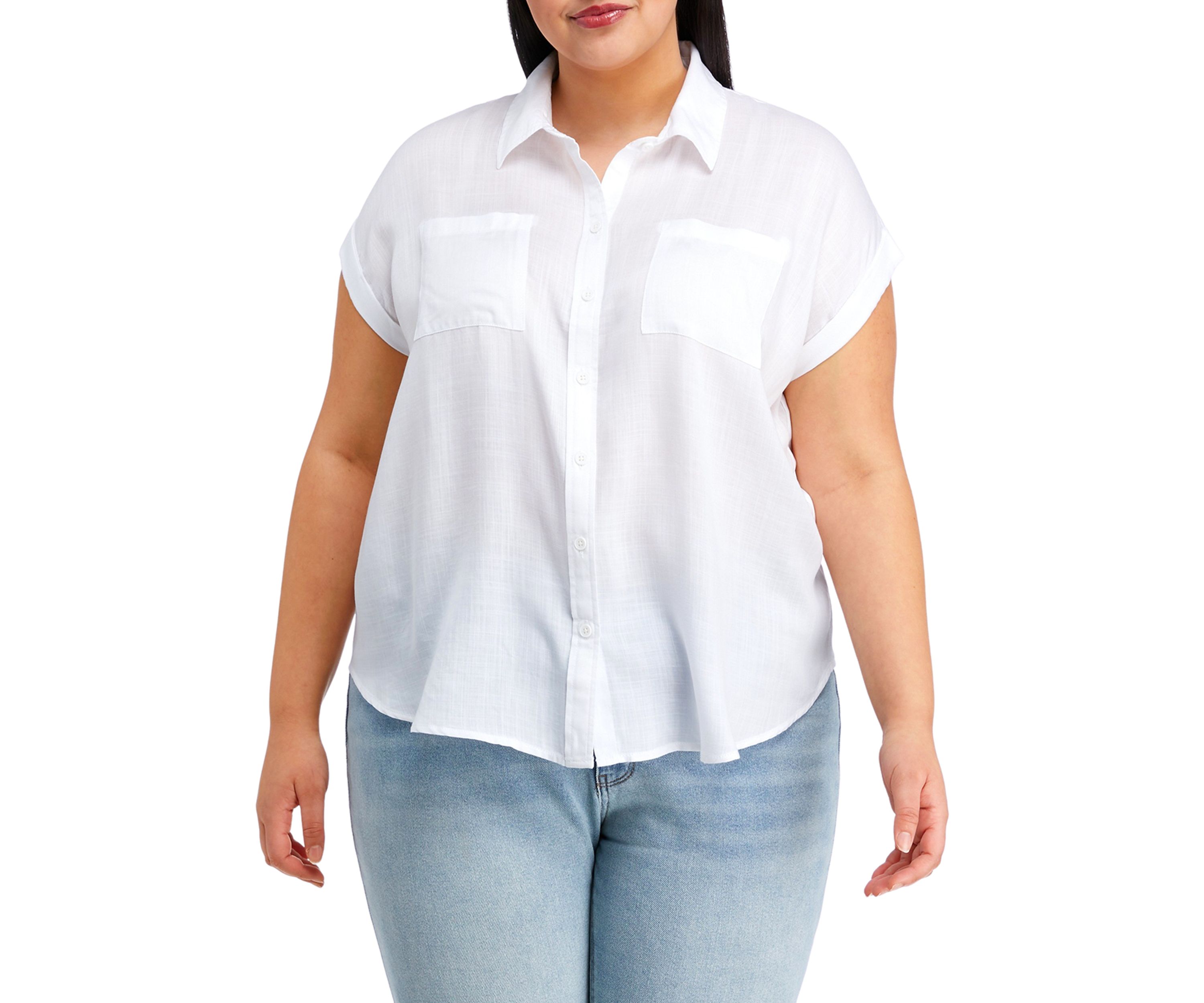 Plus Size Short Sleeve Camp Shirt