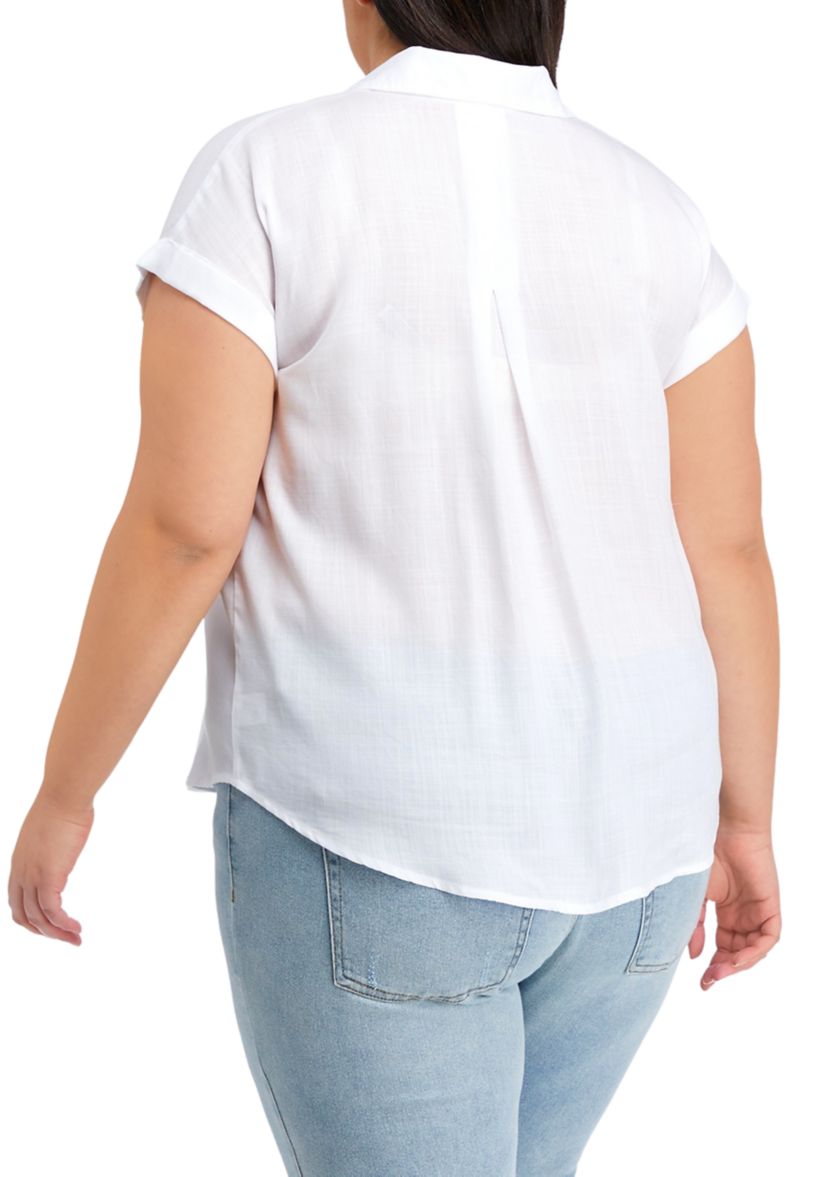 Plus Size Short Sleeve Camp Shirt